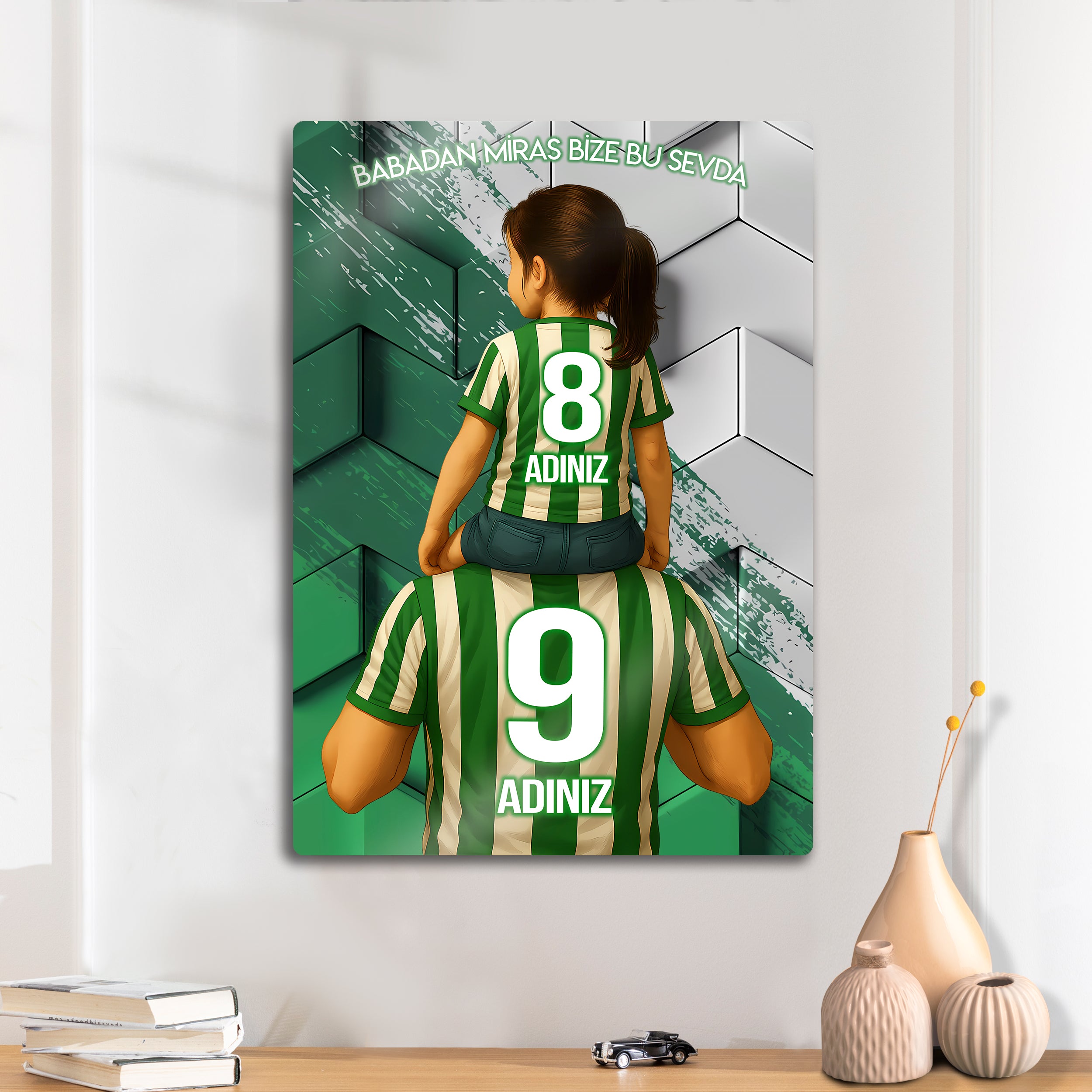 Konyaspor Bursaspor Baba Kız Çocuk - Kişiselleştirilebilir Metal Tablo