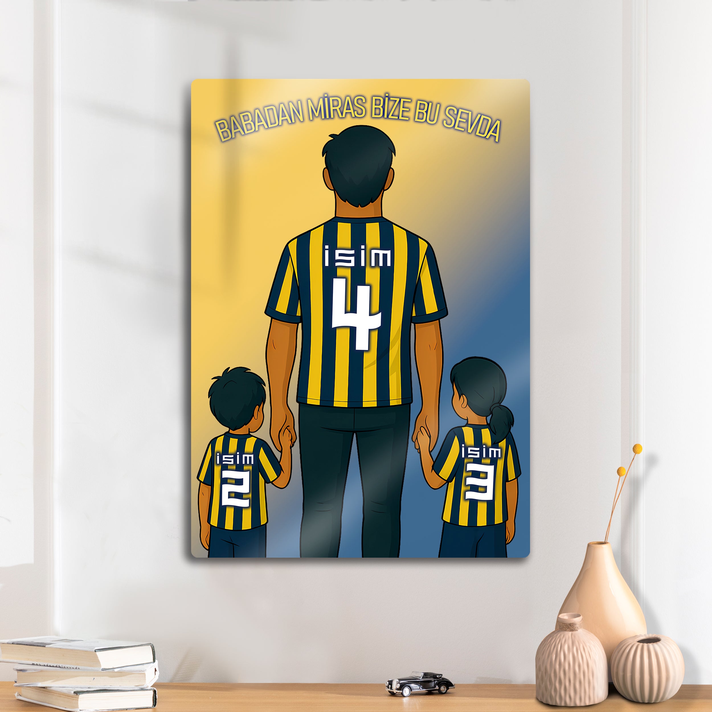 Fenerbahçe Baba Oğul, Kız Çocuk - Kişiselleştirilebilir Metal Tablo