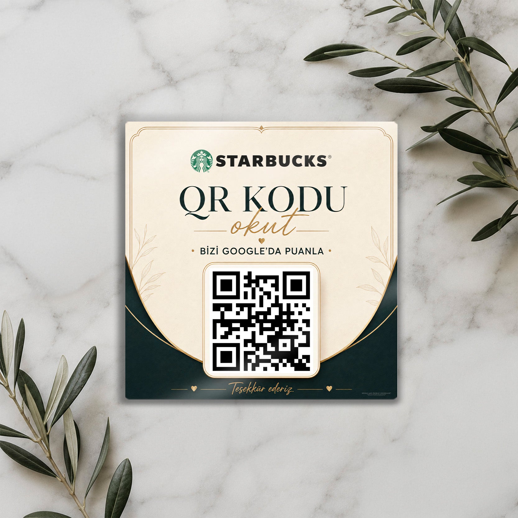 Kare Metal Google Yorum QR Kod Levhası – Kafe İşletme Değerlendirme Tabelası
