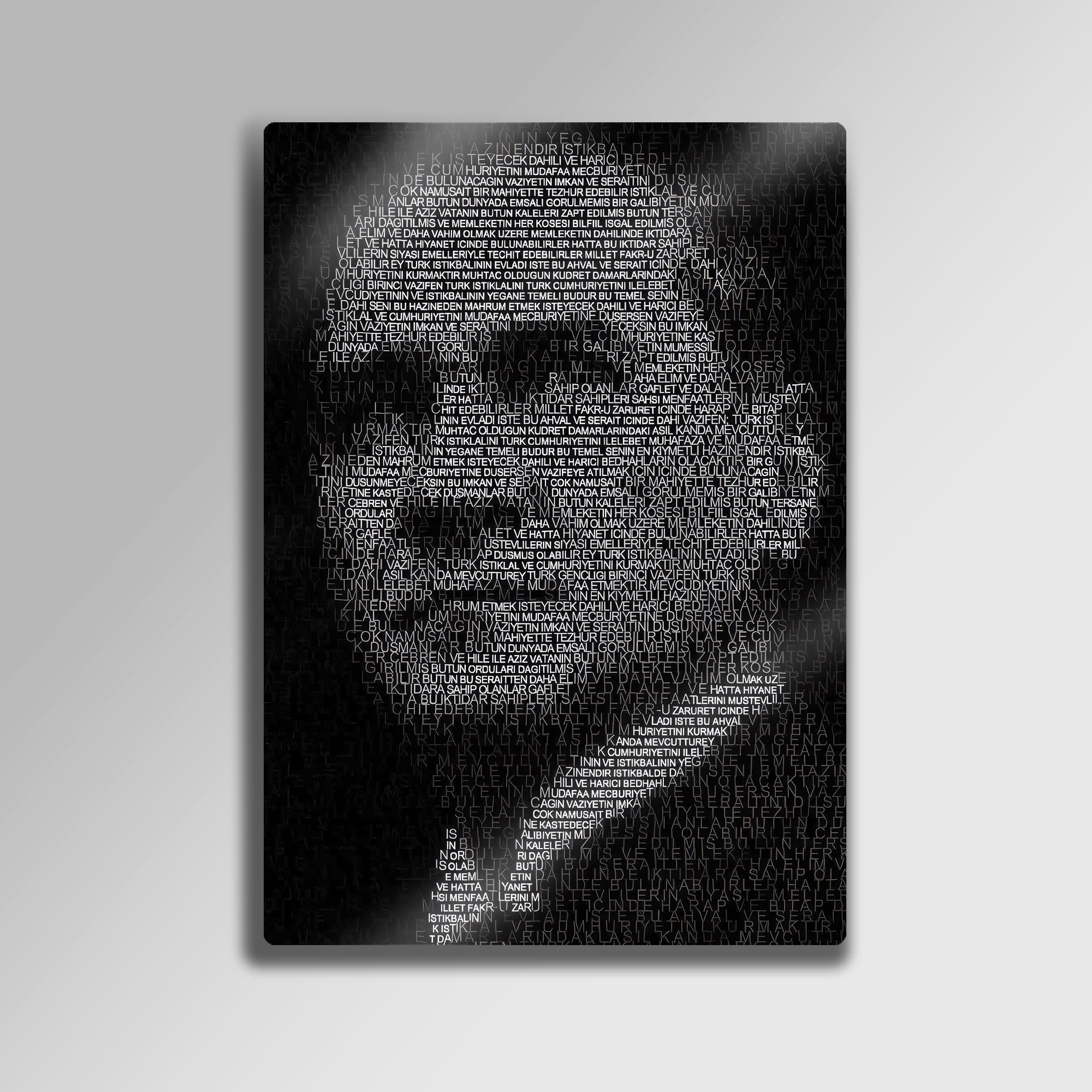Atatürk Tablosu Yazı Tipi Portre Tasarım - Metal Tablo