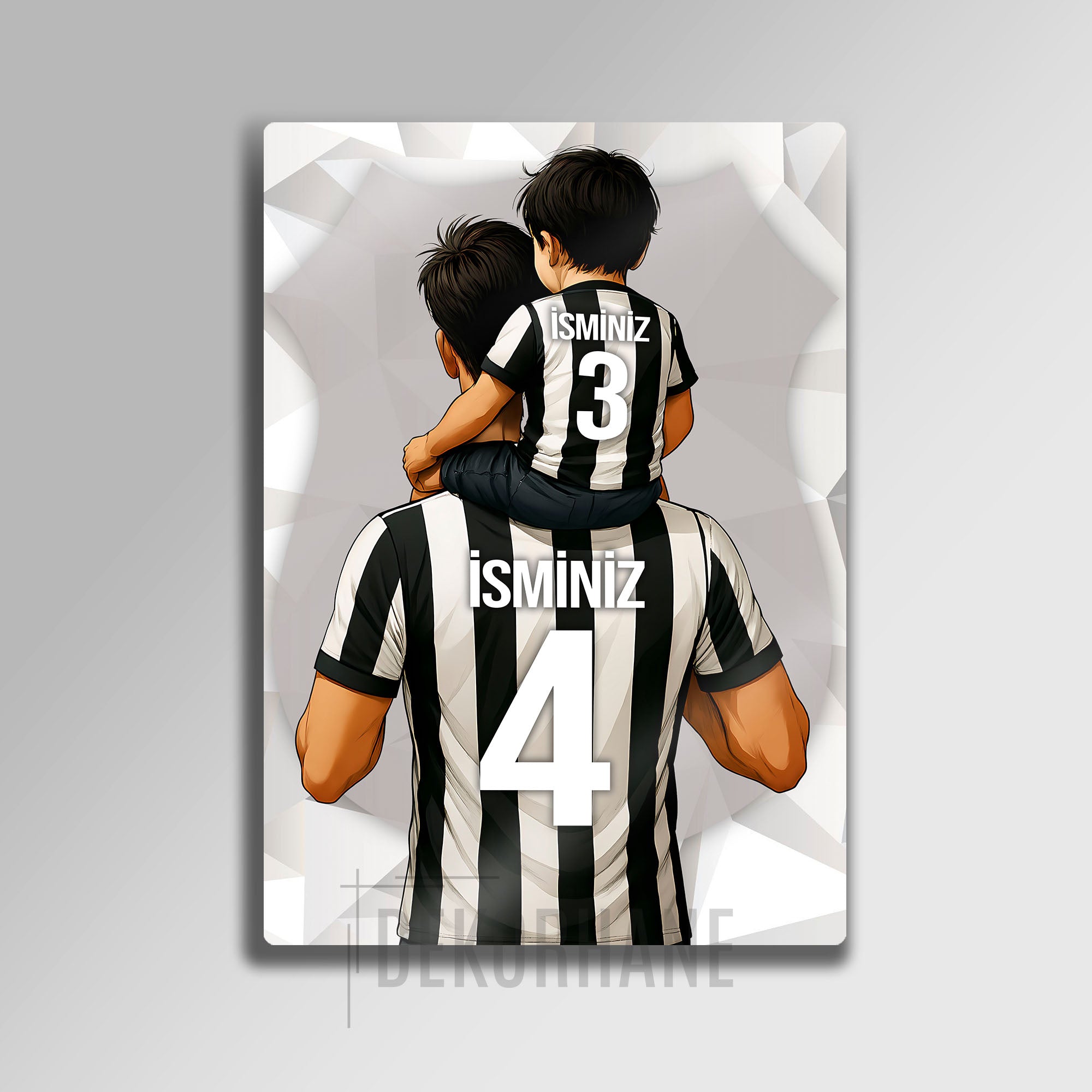 Siyah Beyaz Baba Oğul - Kişiselleştirilebilir Metal Tablo