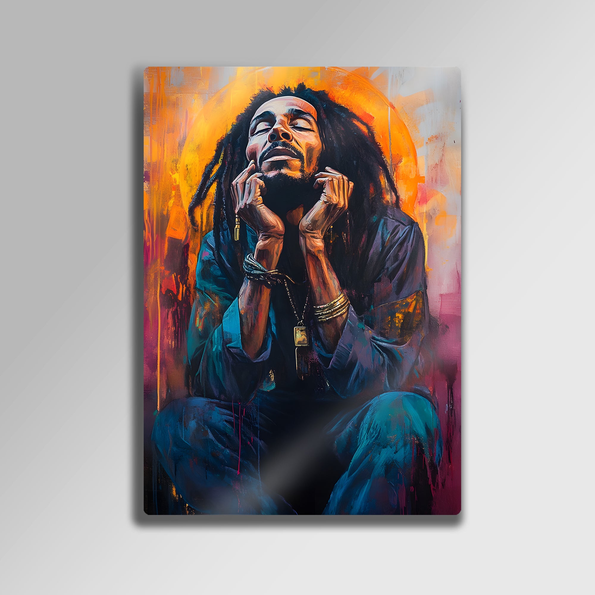 Reggae Sanat Bob Marley - Metal Tablo