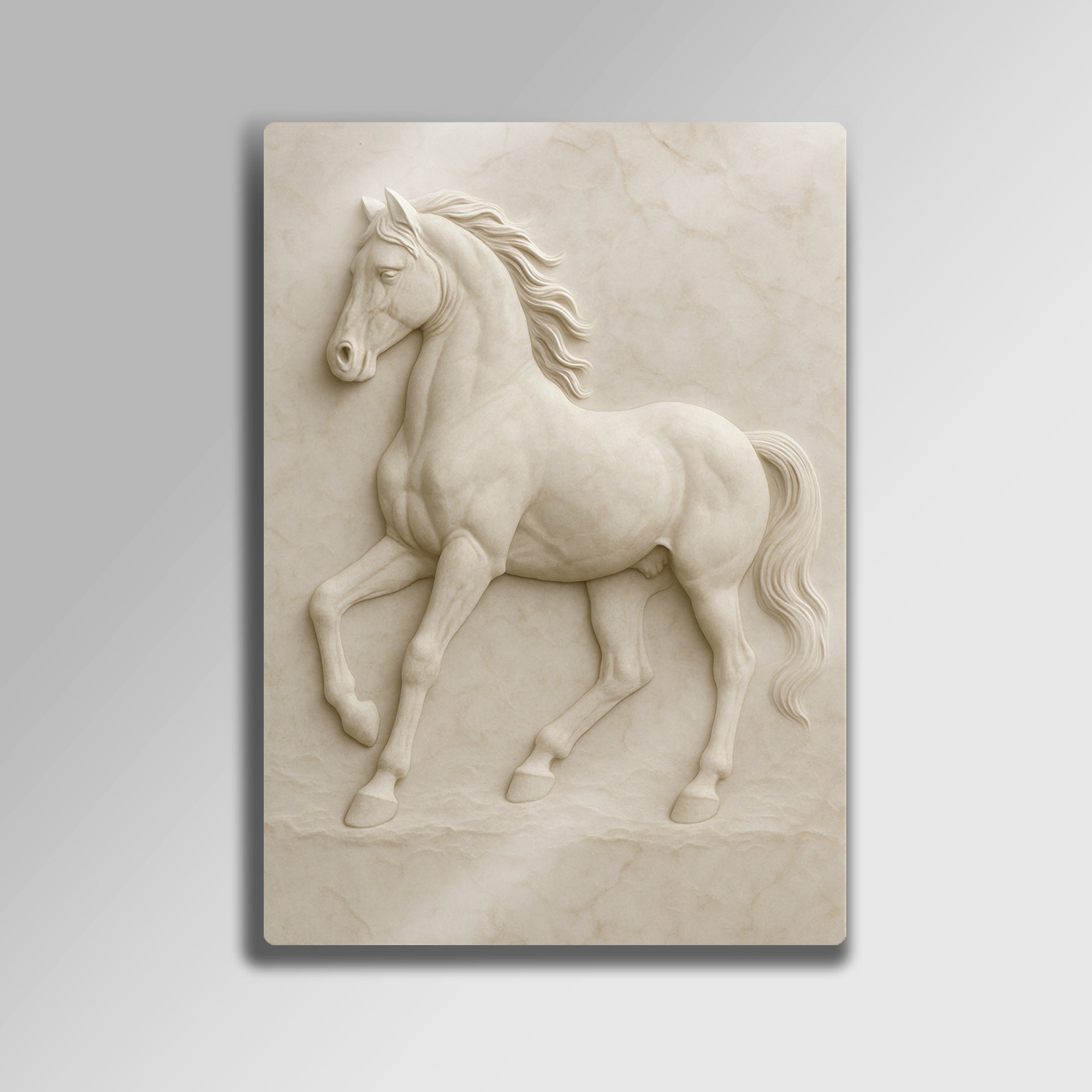 Heykelsi Kabartma At Figürü - Metal Tablo