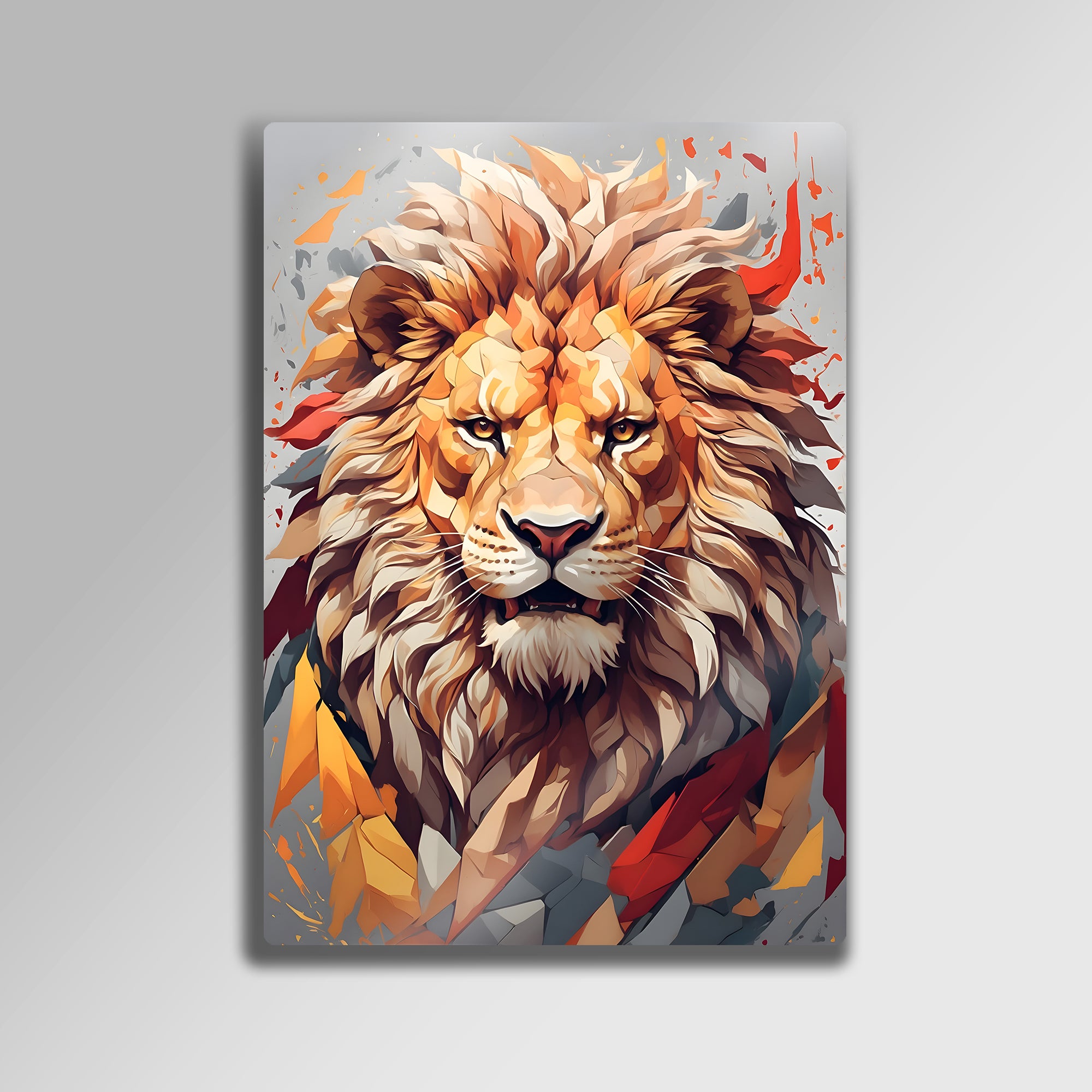 Aslan, Sarı Kırmızı - Metal Tablo