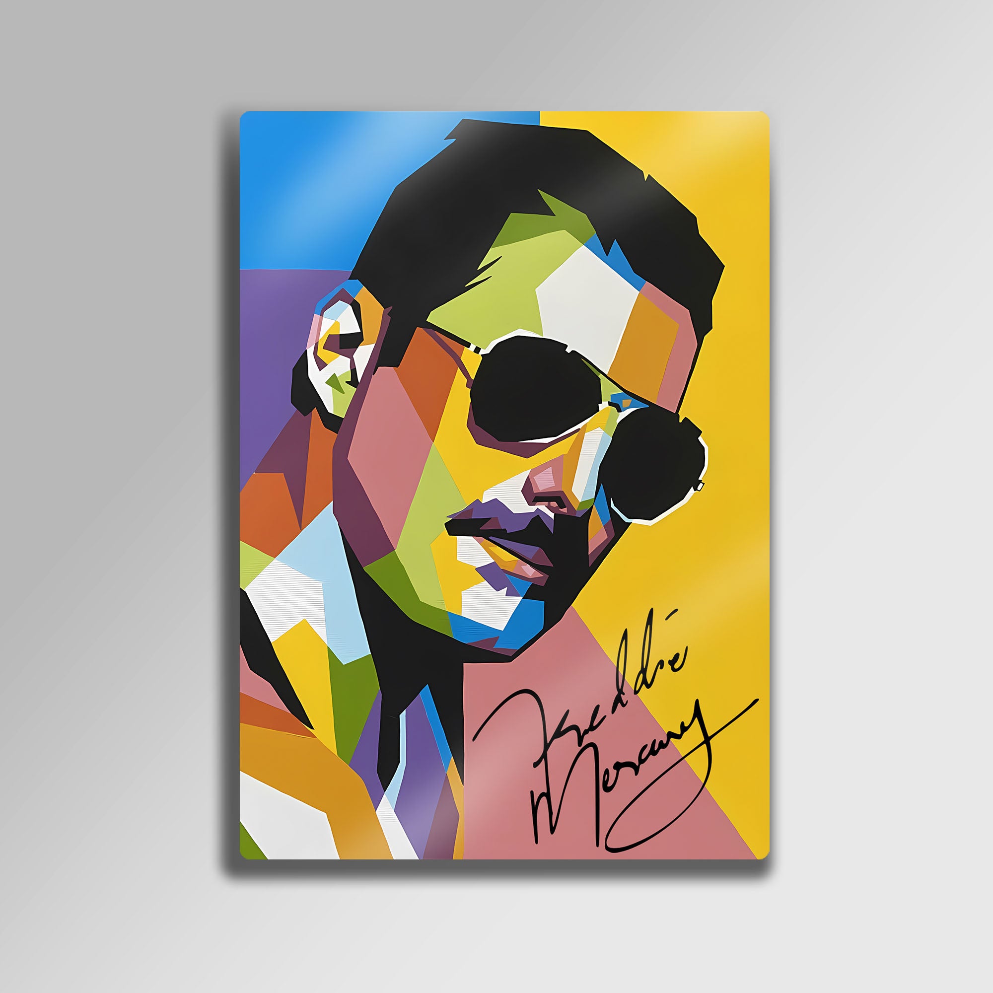 Freddie Mercury, İmzalı Pop Art Duvar Dekoru - Metal Tablo