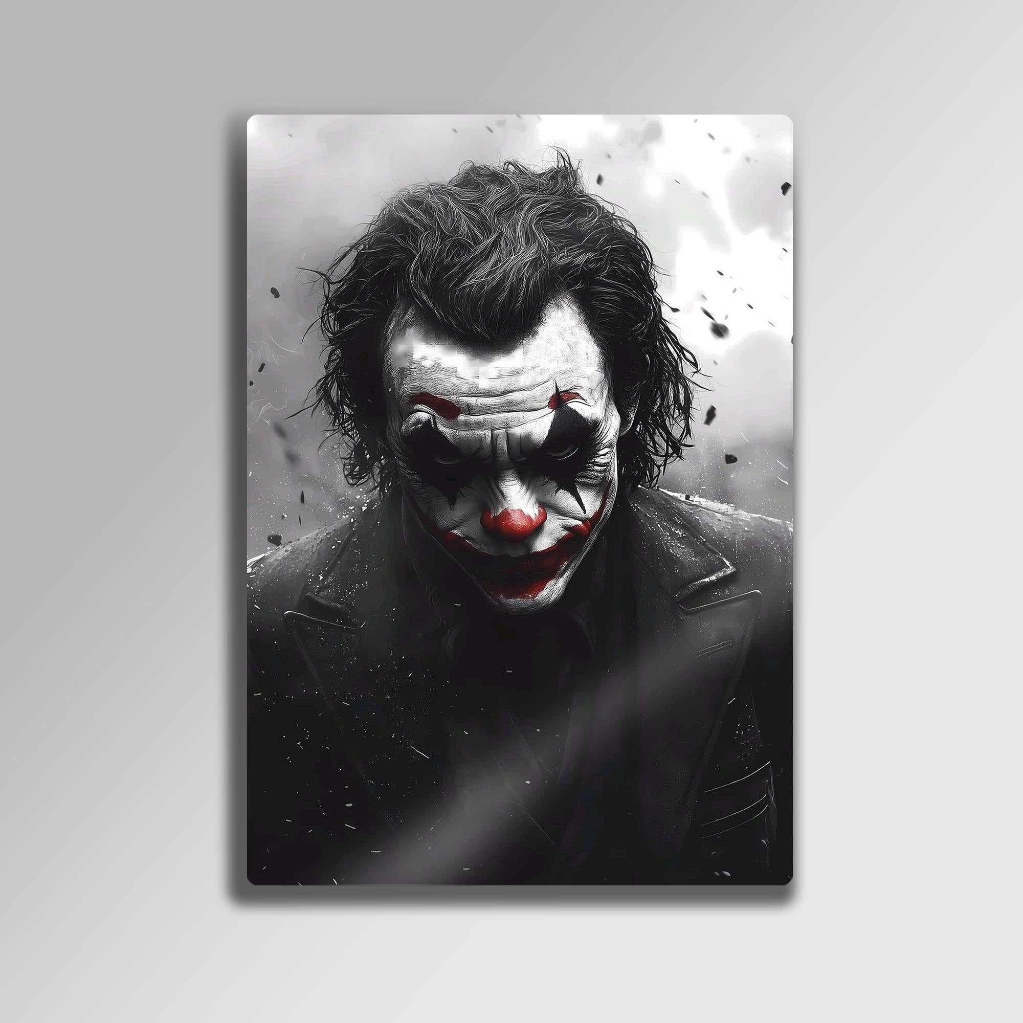 Joker Siyah Beyaz Kırmızı Detaylı - Metal Tablo