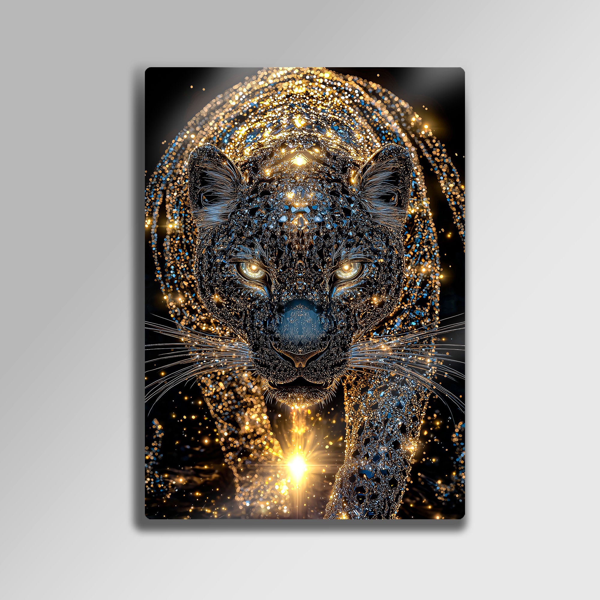 Altın Işıklı Panter - Metal Tablo
