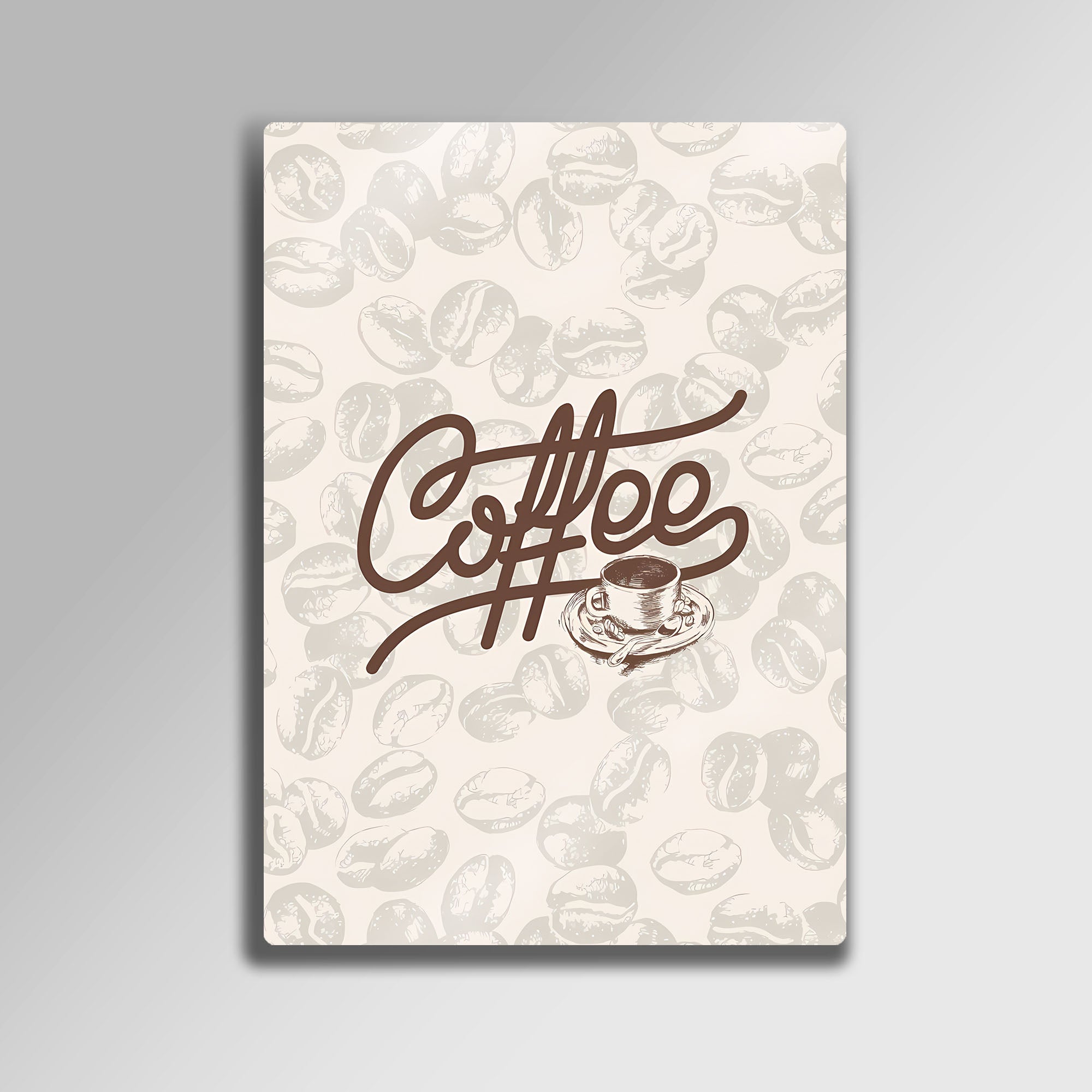 Eskiz Tarzı Kahve Temalı Minimalist Mutfak Dekoru - Metal Tablo