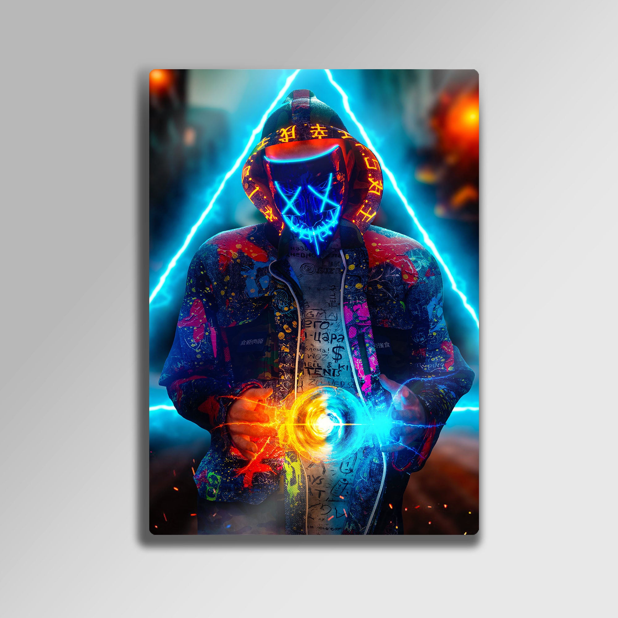 Neon Enerji Küresi - Metal Tablo