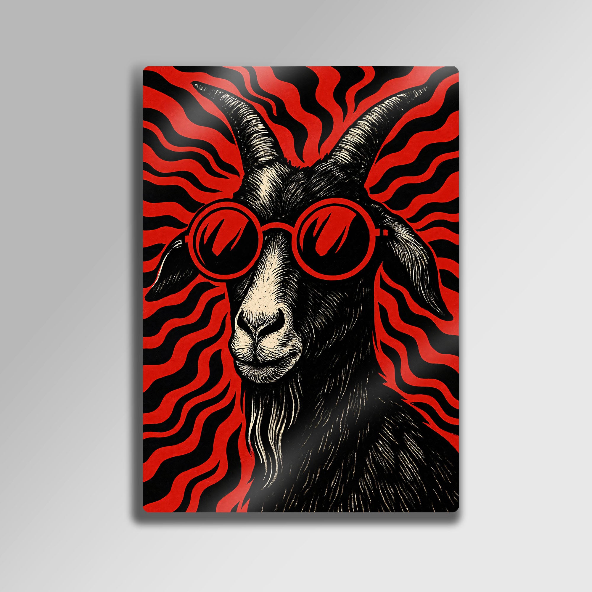 Gözlüklü Keçi - Metal Tablo