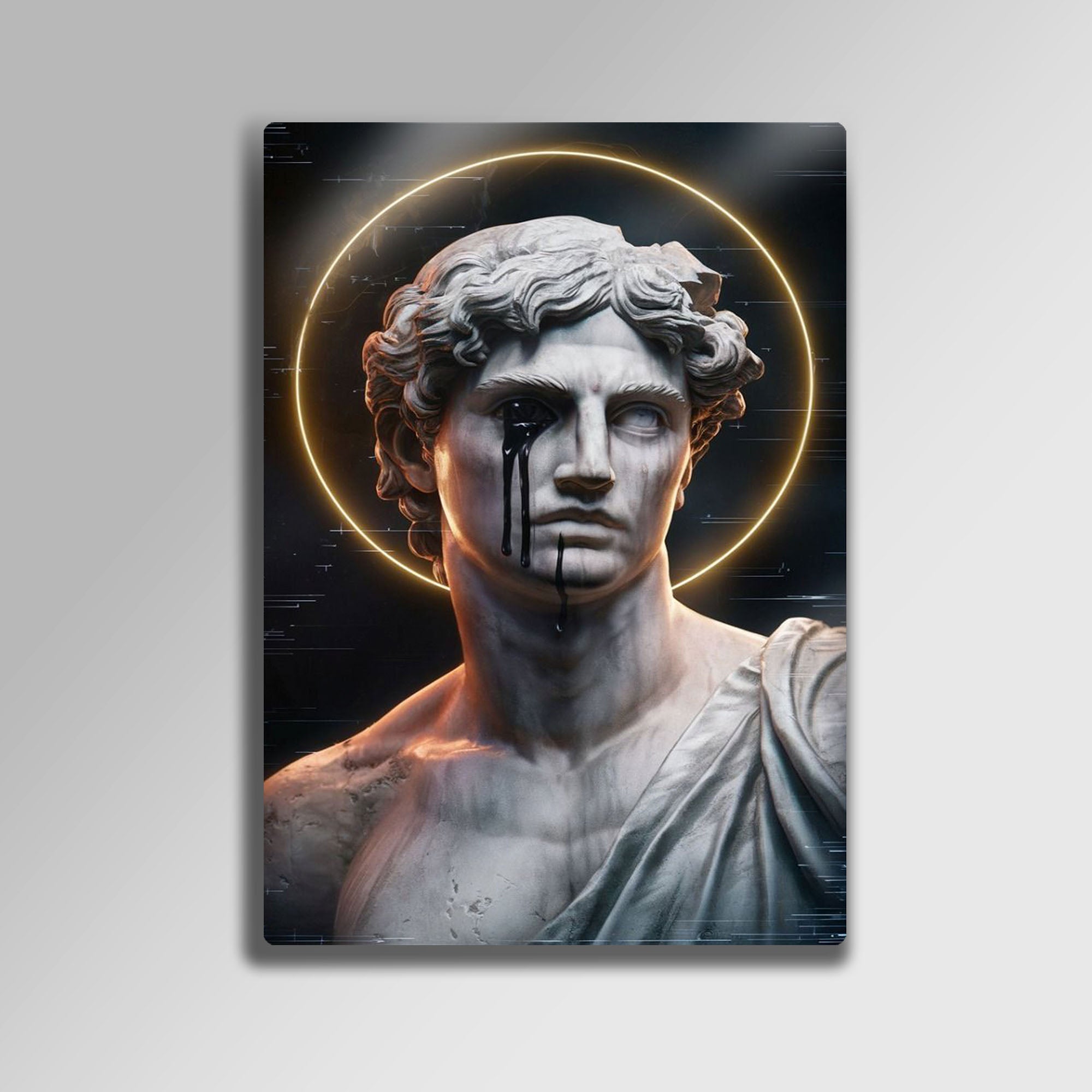 Ağlayan Heykel Neon - Metal Tablo