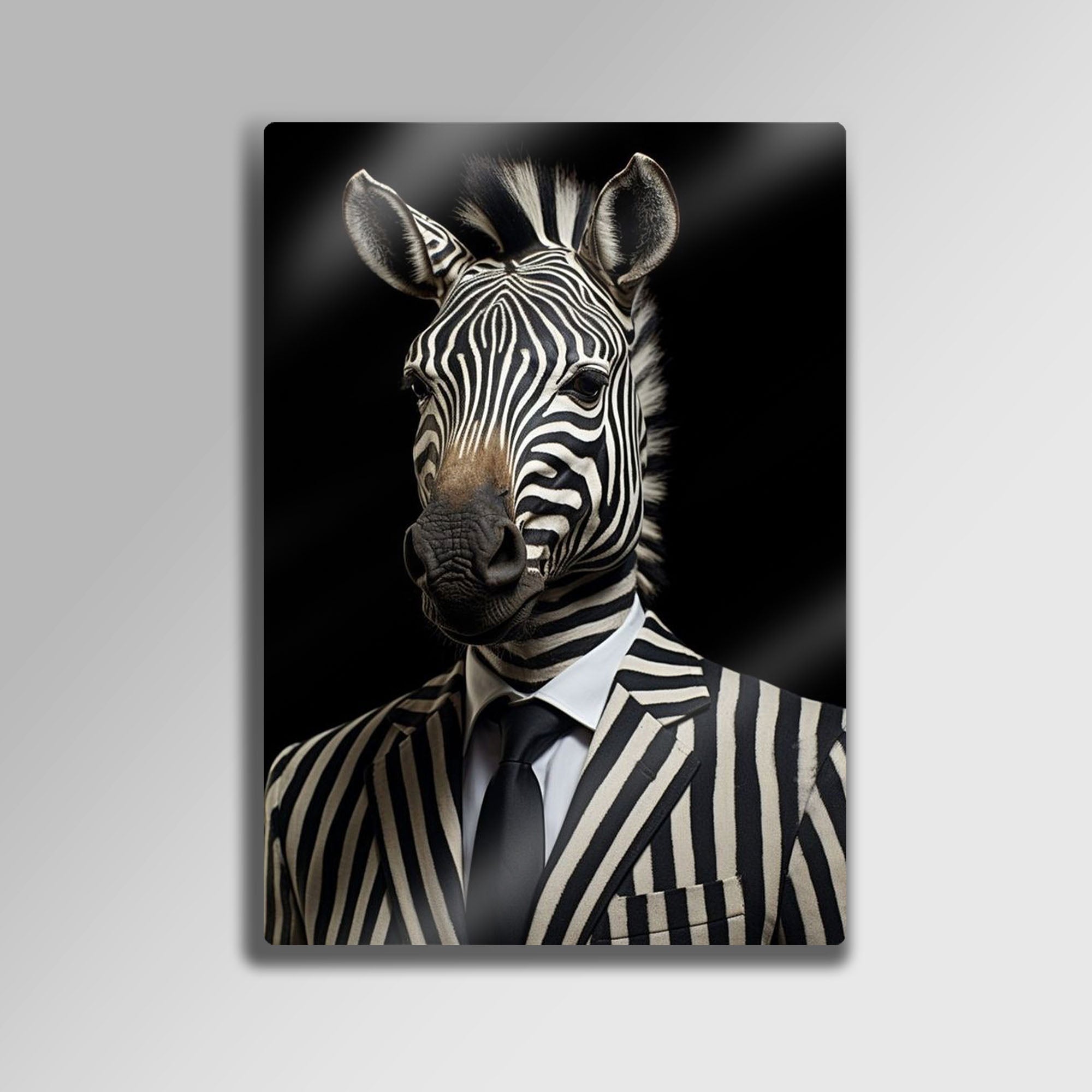 Takım Elbiseli Zebra - Metal Tablo