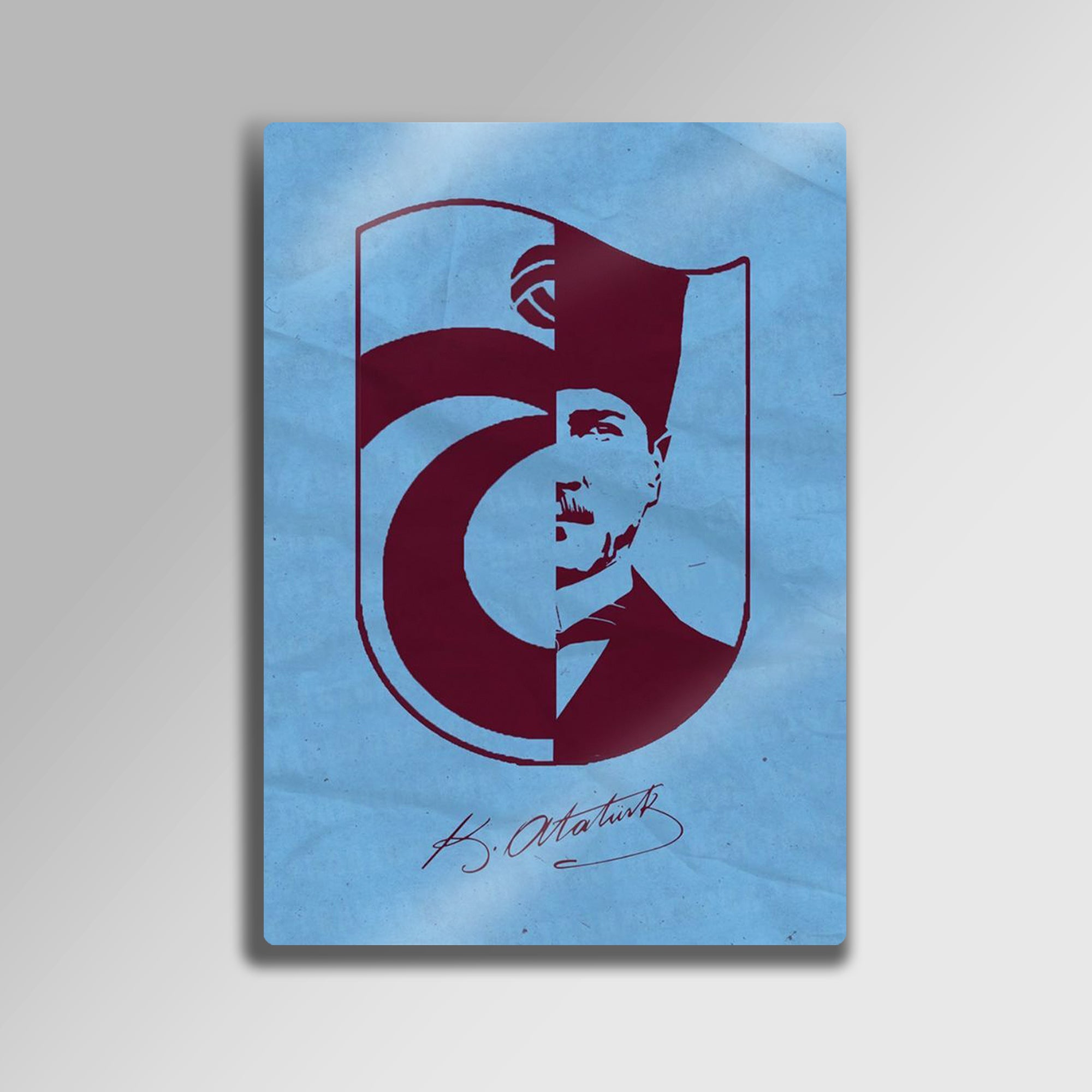Trabzonspor Atatürk Tablosu Bordo Mavi - Metal Tablo