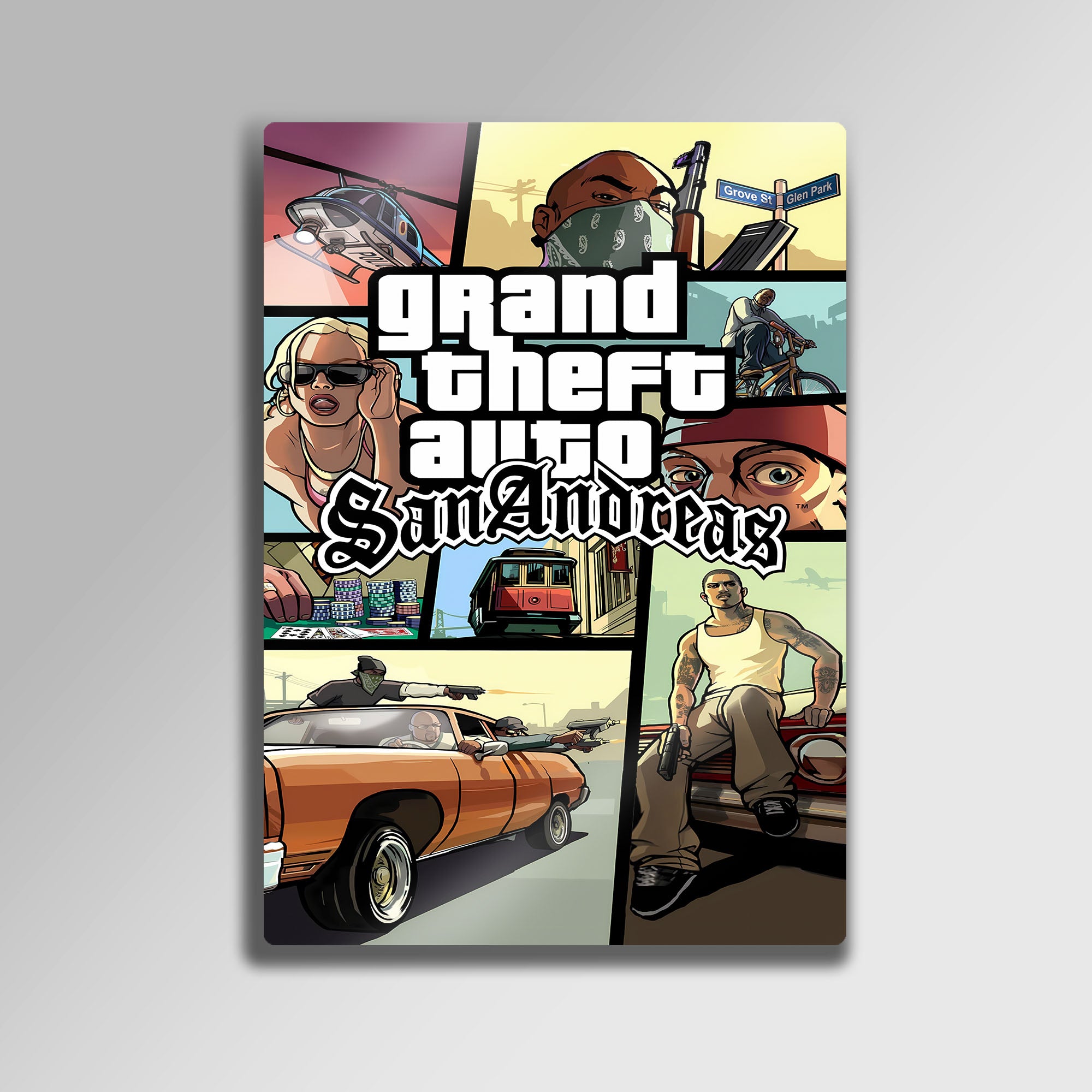 GTA San Andreas Poster Tasarım Oyun Odası Dekoru - Metal Tablo