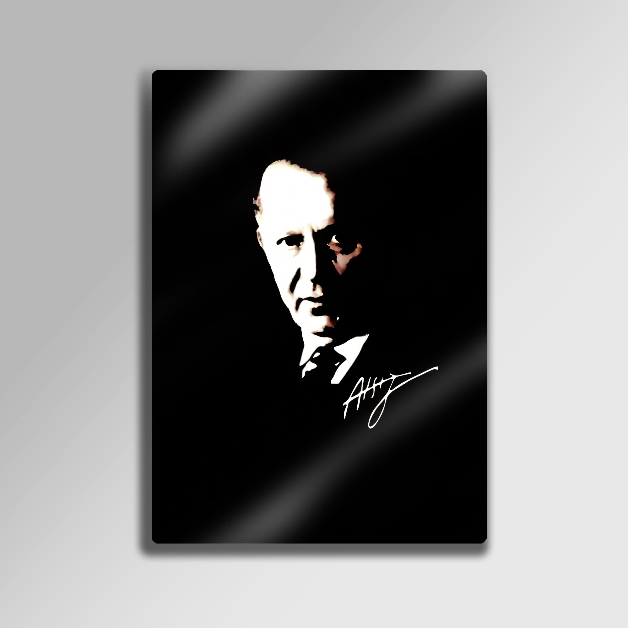 Nihal Atsız İmzalı Siyah Beyaz Portre - Metal Tablo