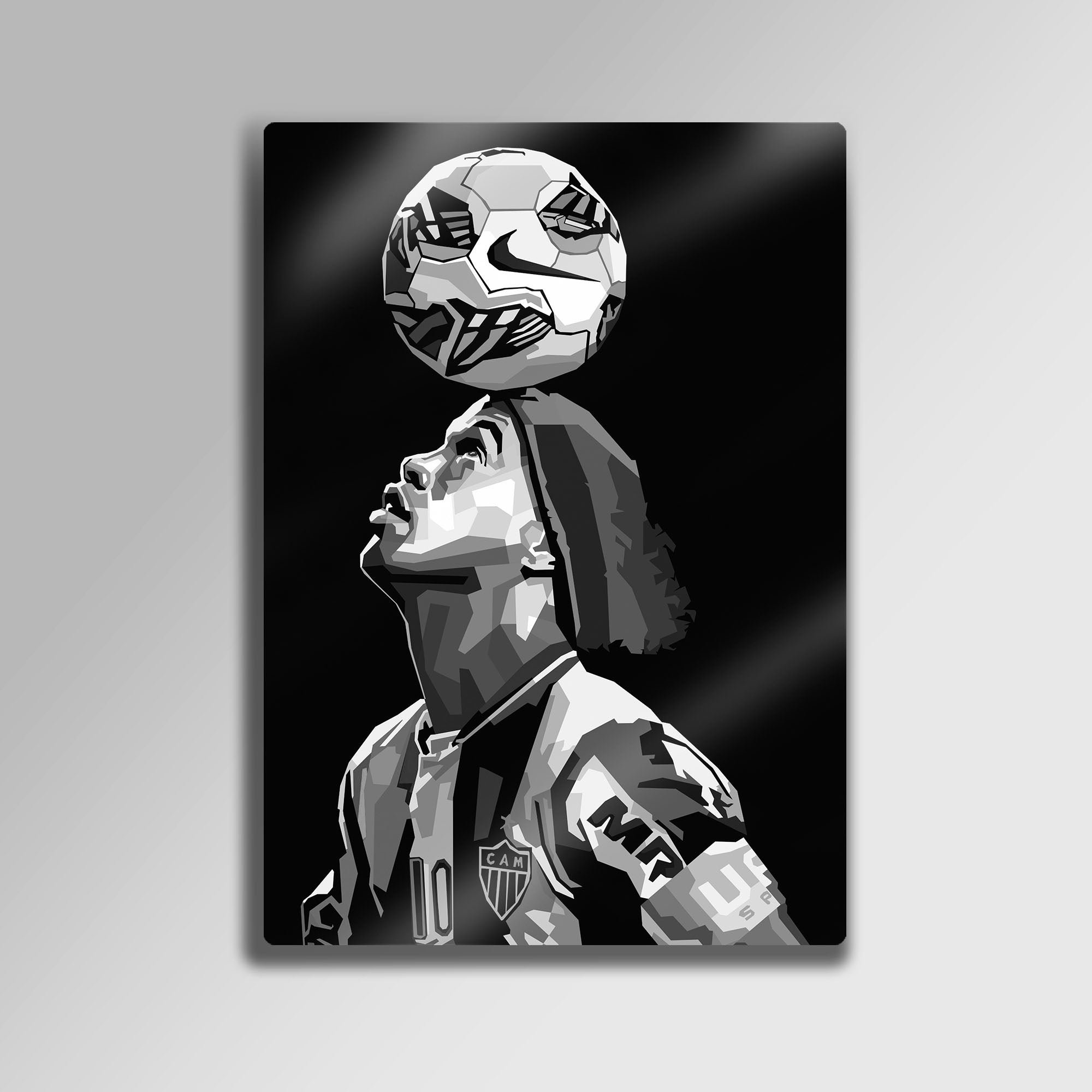 Ronaldinho Siyah Beyaz - Metal Tablo