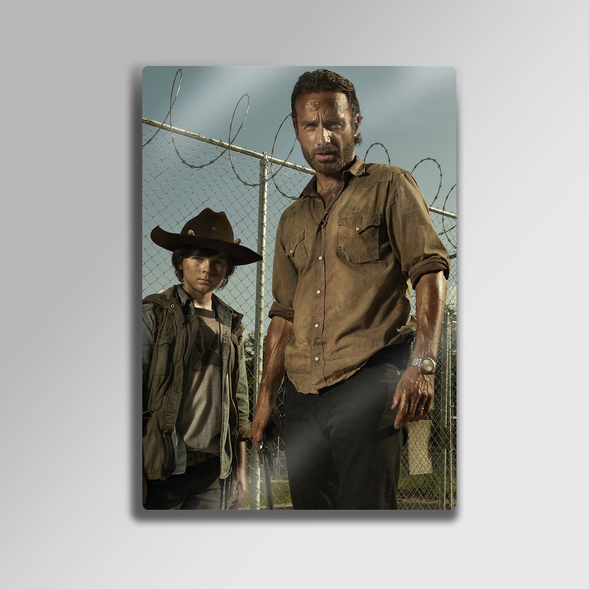 The Walking Dead Rick ve Carl Grimes - Metal Tablo