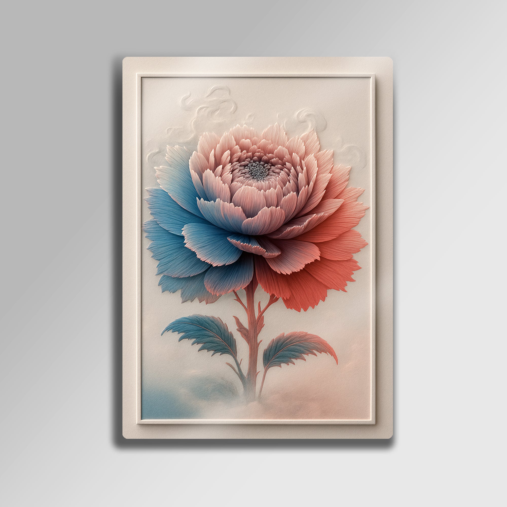 3D Görünüm Pembe Çiçek - Metal Tablo