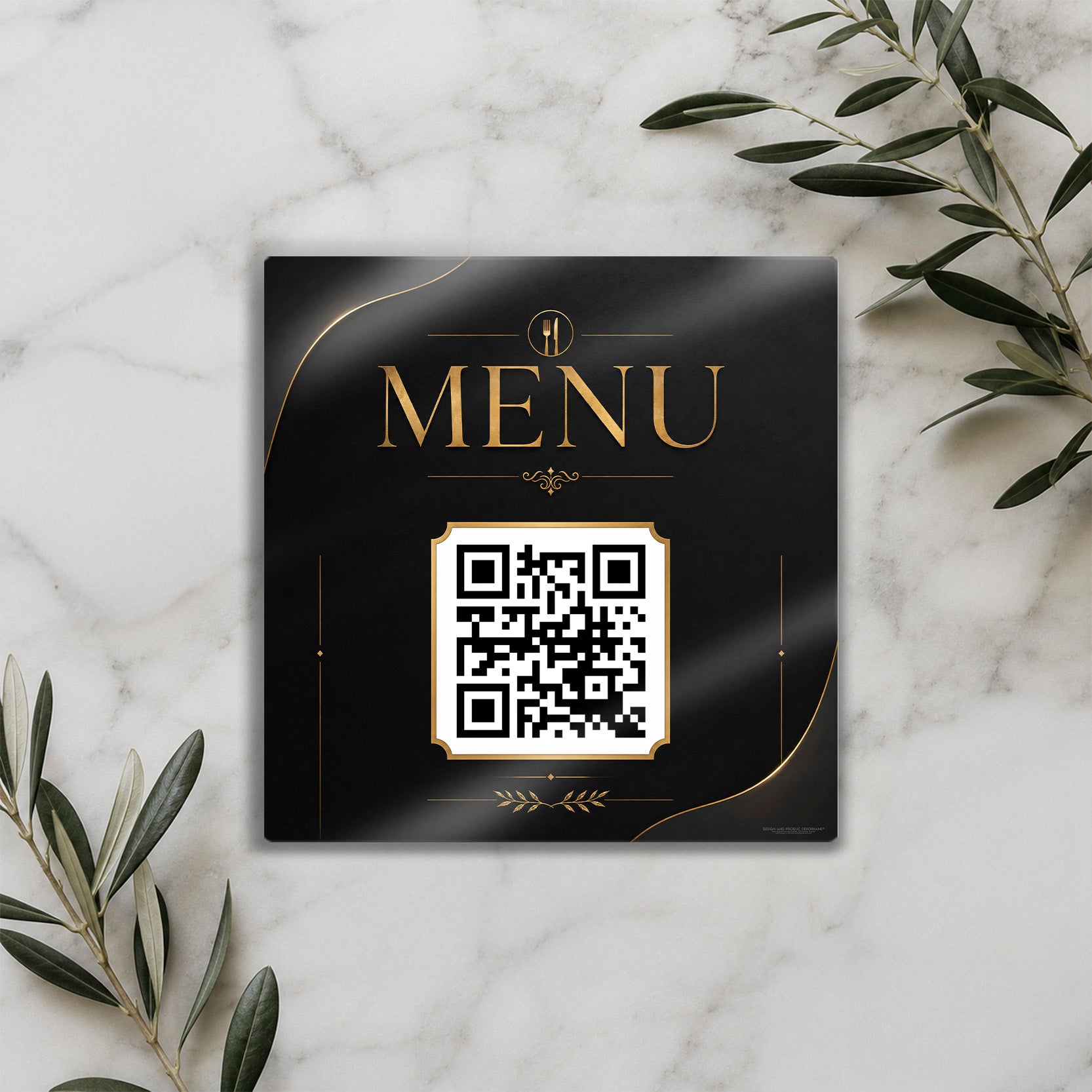 Kare Metal QR Menü Levhası – Restoran ve Kafe Dijital Menü Tabelası