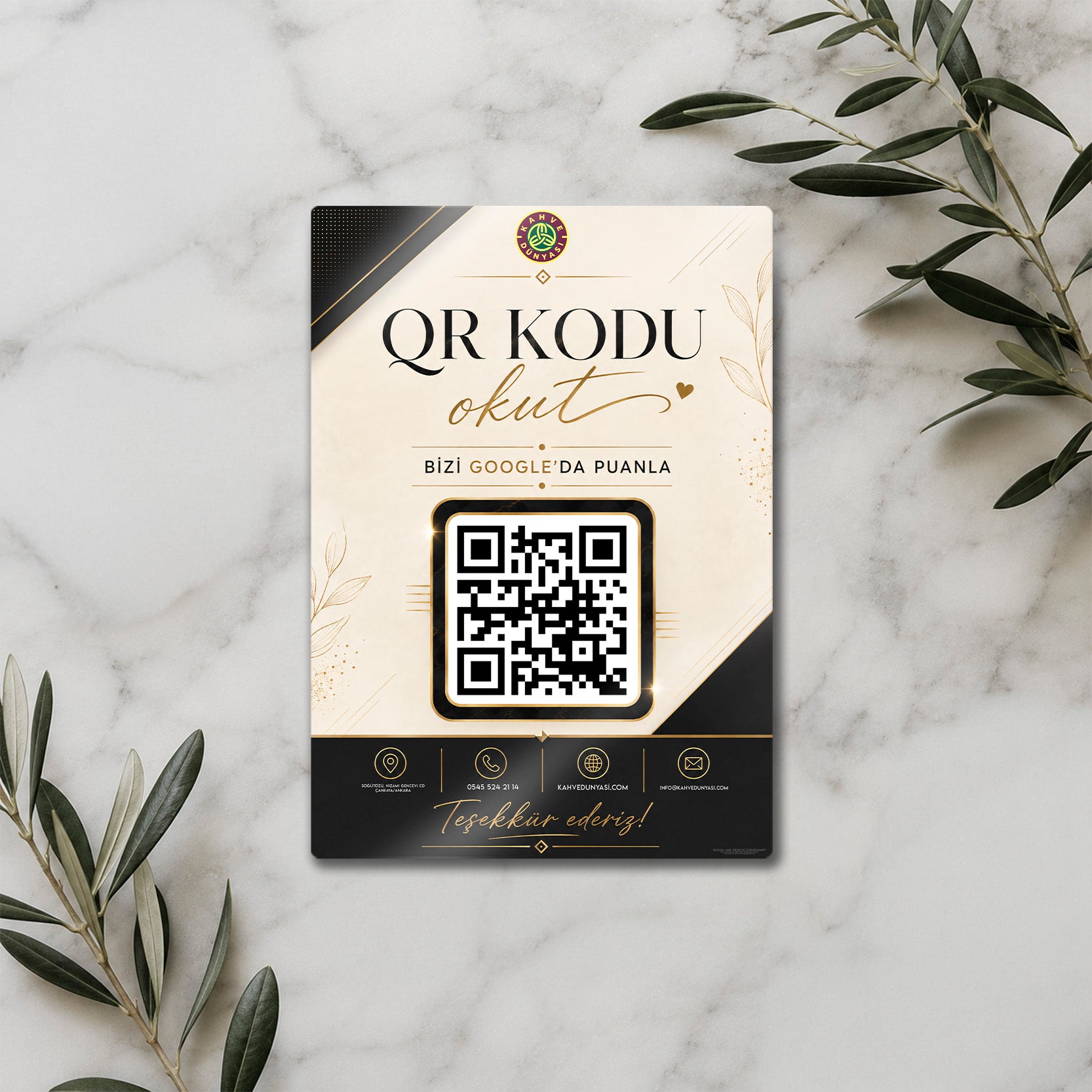 Google Değerlendirme QR Karekod Levha – Logolu İşletme Yorum Panosu