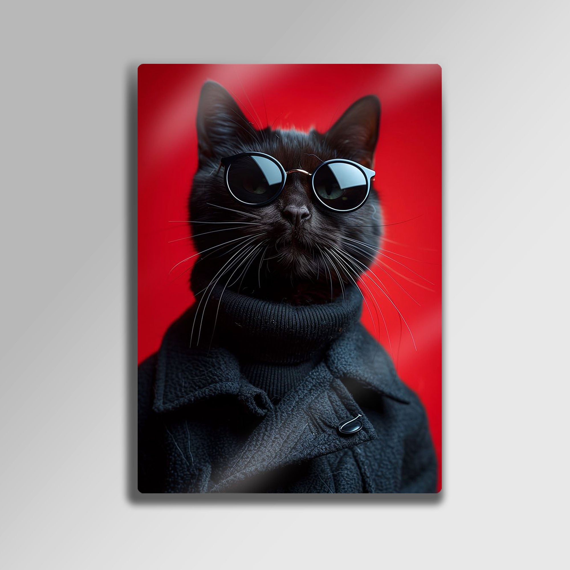 Stil Sahibi Siyah Kedi - Metal Tablo