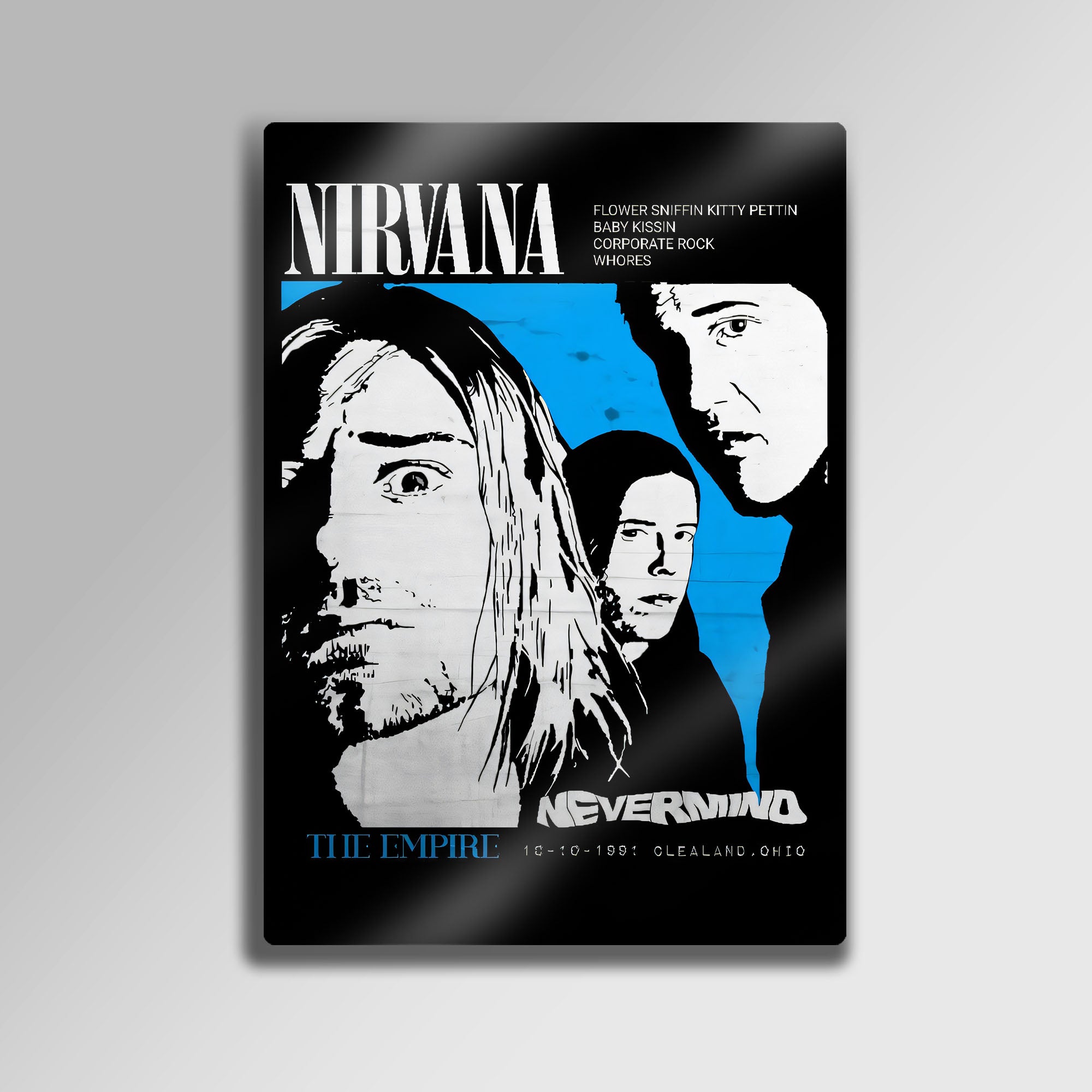 Nirvana 1991 Konser Afişi - Metal Tablo