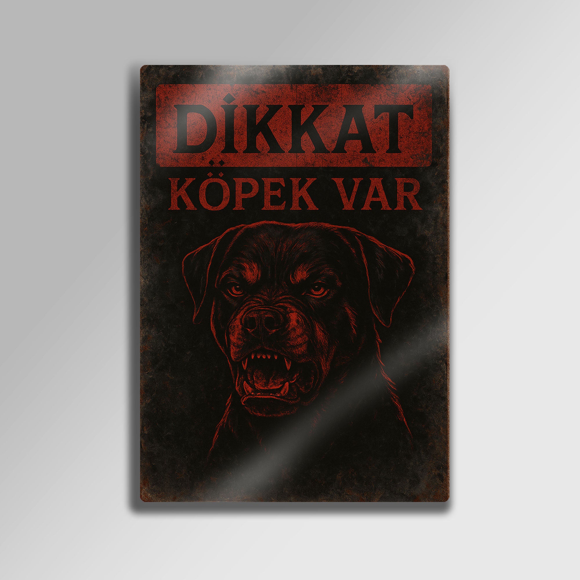 "Dikkat Köpek Var" Rottweiler Metal Tabela