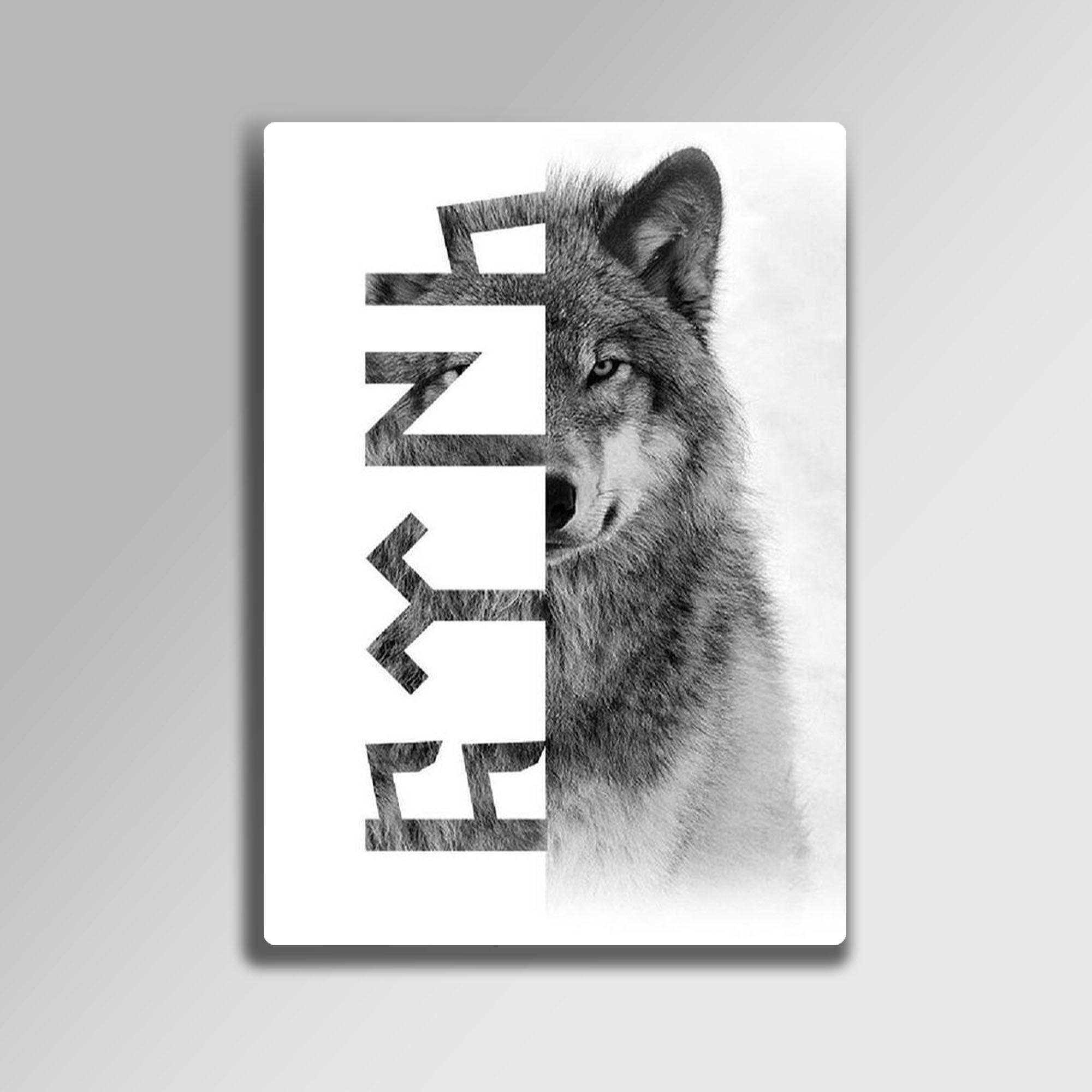 Göktürkçe "Türk" ve Bozkurt - Metal Tablo