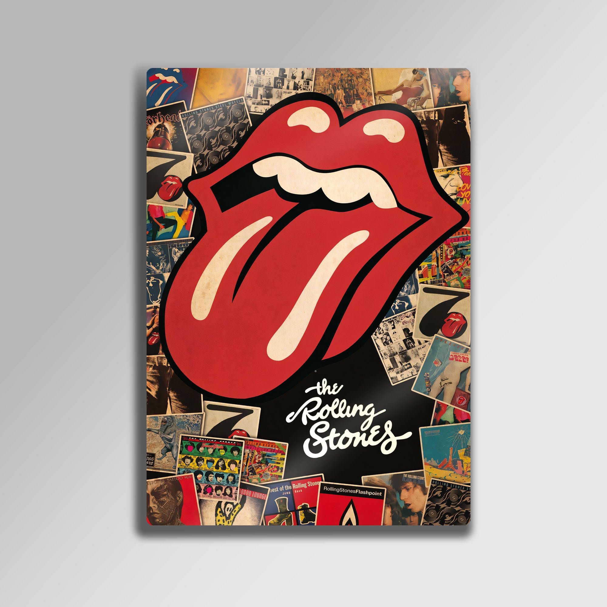 The Rolling Stones Logo Kolaj - Metal Tablo