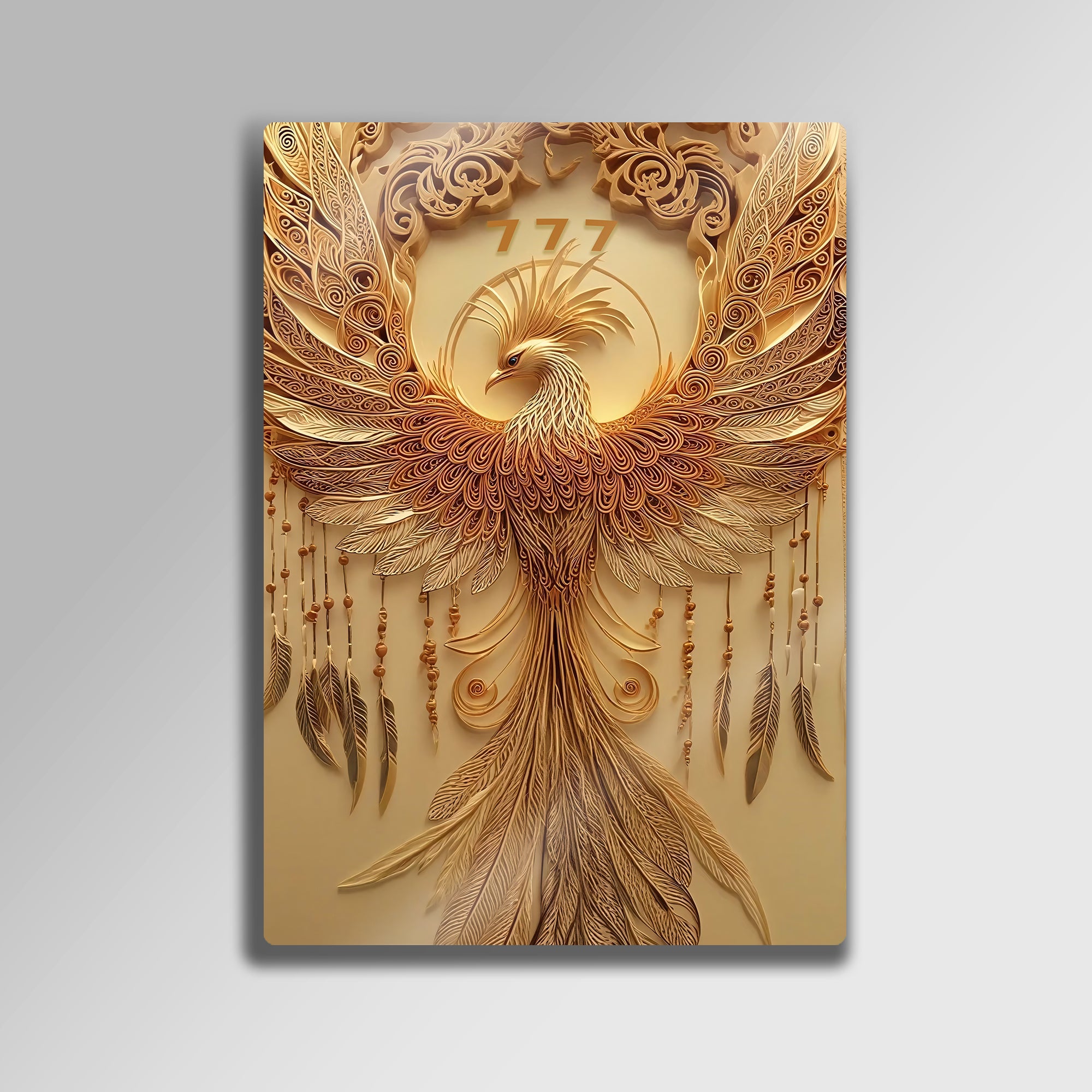 Anka Kuşu Tablosu 777 Şans ve Yeniden Doğuş - Metal Tablo