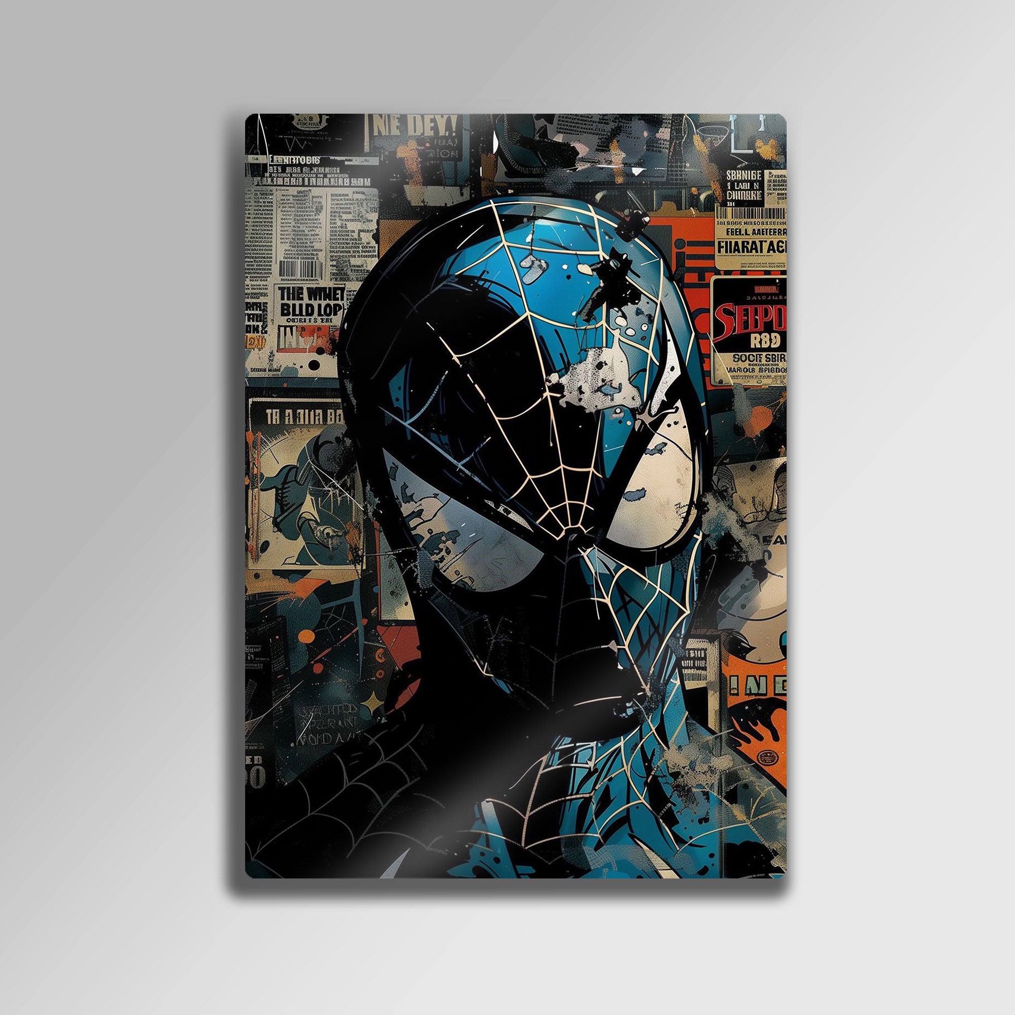 Spider-Man Kolaj Sanatı - Metal Tablo