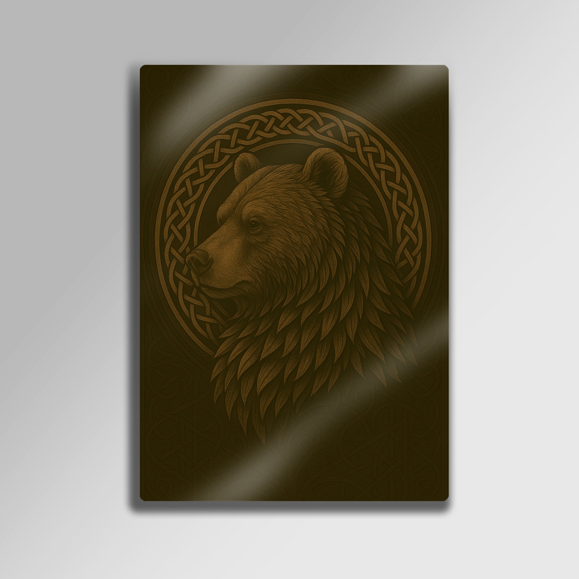 Kelt Desenli Ayı Figürü - Metal Tablo