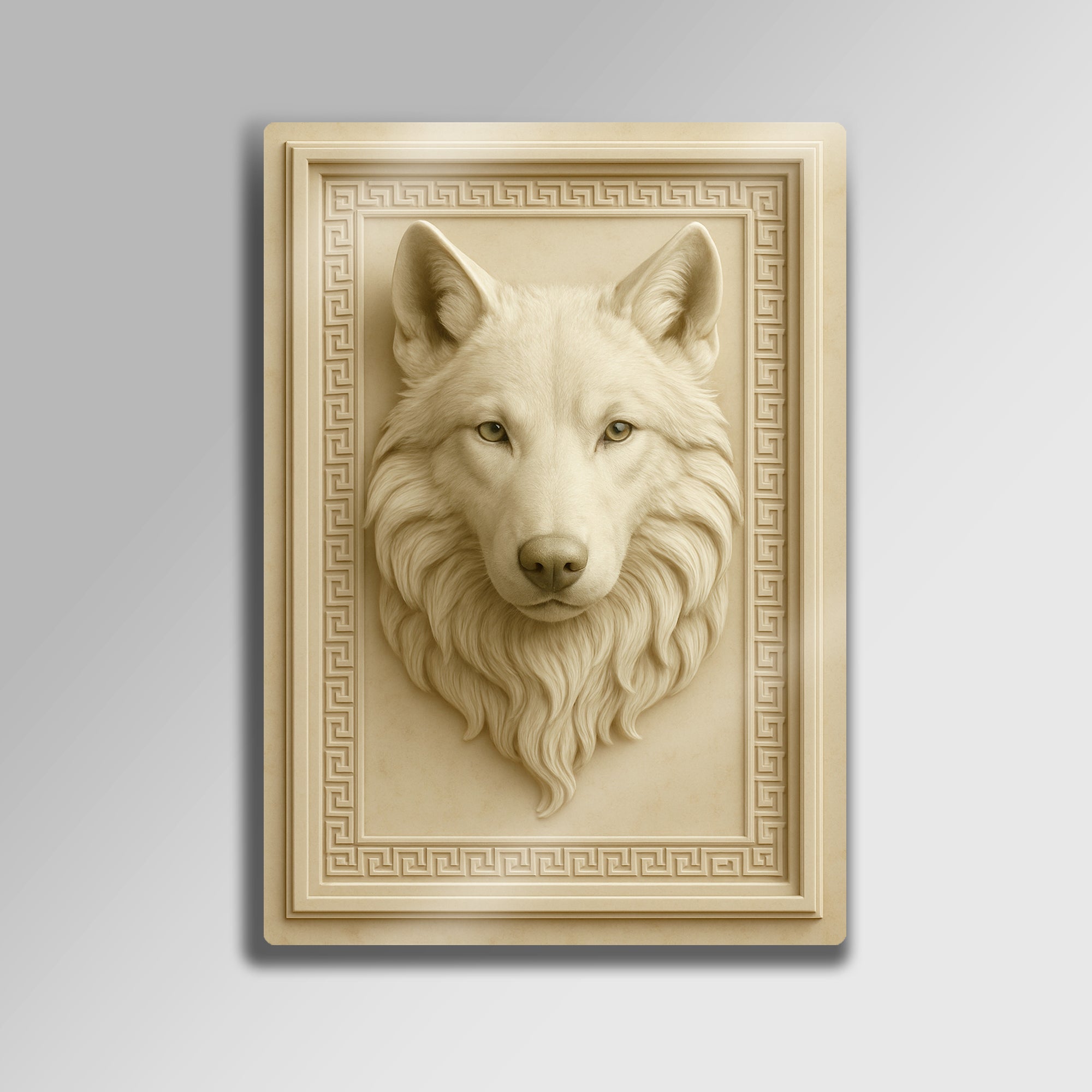 3D Kurt Kabartmalı Modern Dekor - Metal Tablo