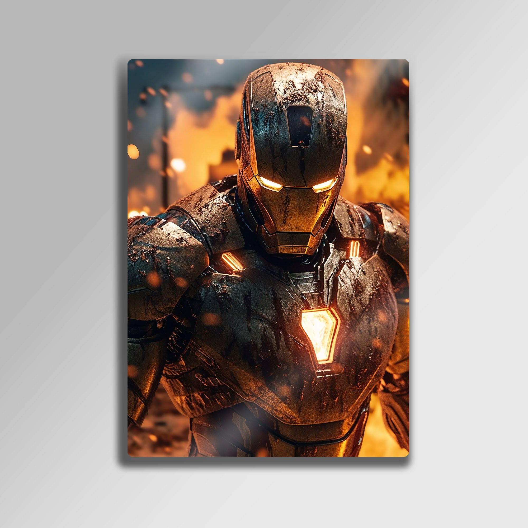 Savaşta Yıpranmış Iron Man - Metal Tablo