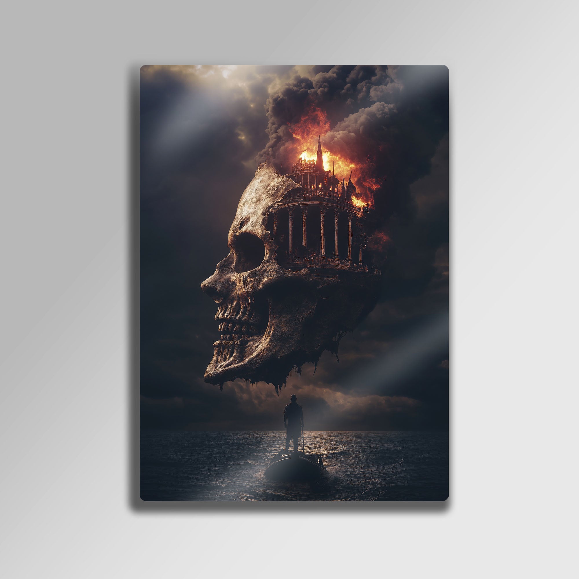 Yanan Medeniyet Kuru Kafa - Metal Tablo