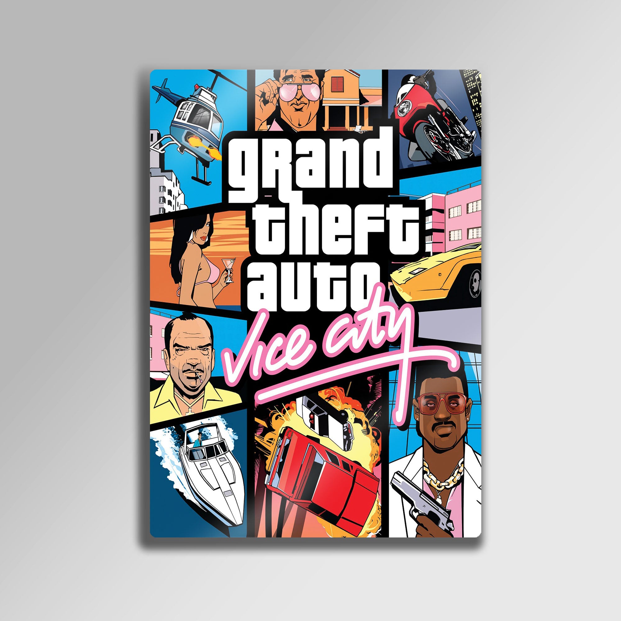 GTA Vice City Poster Tasarım Retro Oyun Odası Dekoru - Metal Tablo