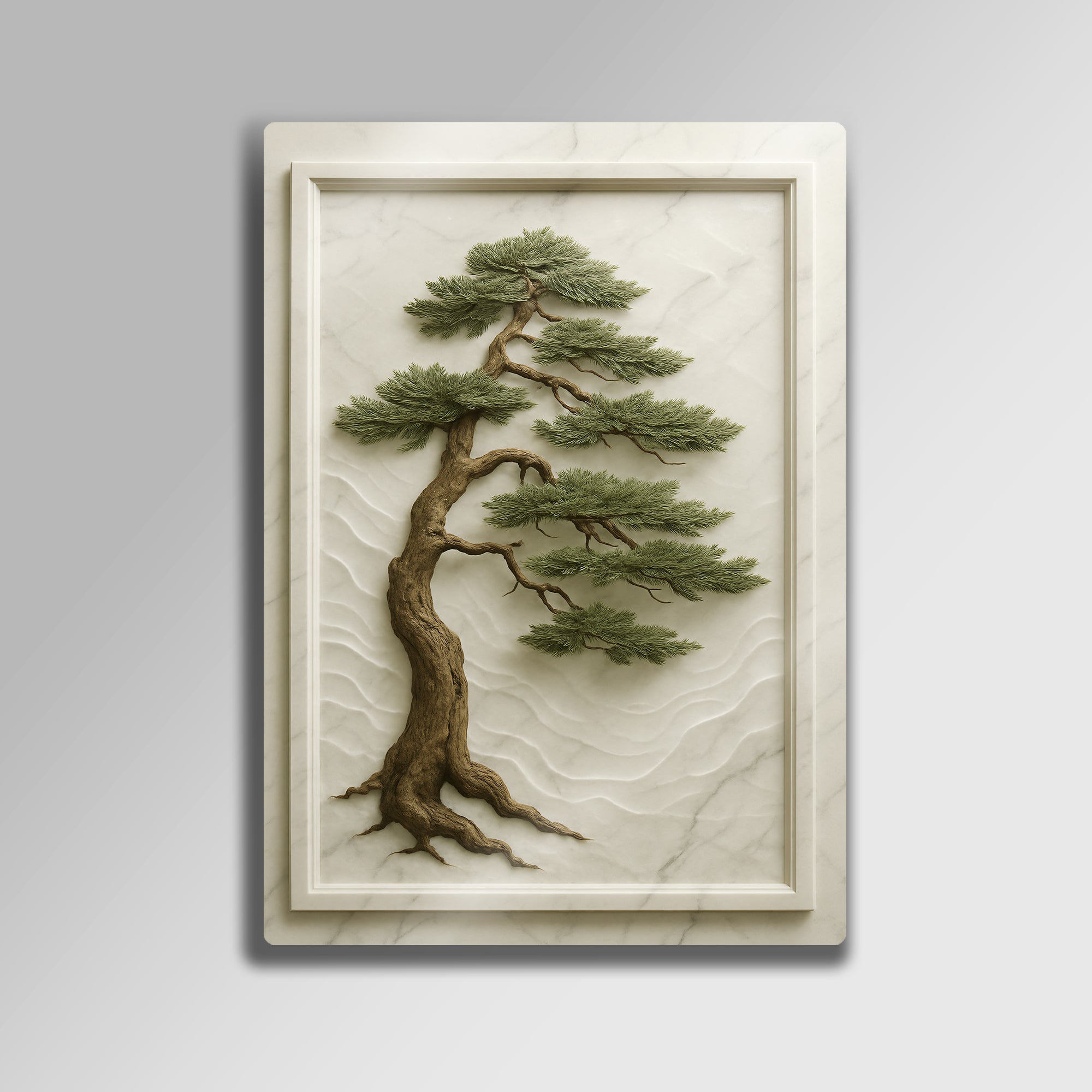 3D Kabartma Bonsai Tablosu Doğa ve Zen Temalı Dekor - Metal Tablo