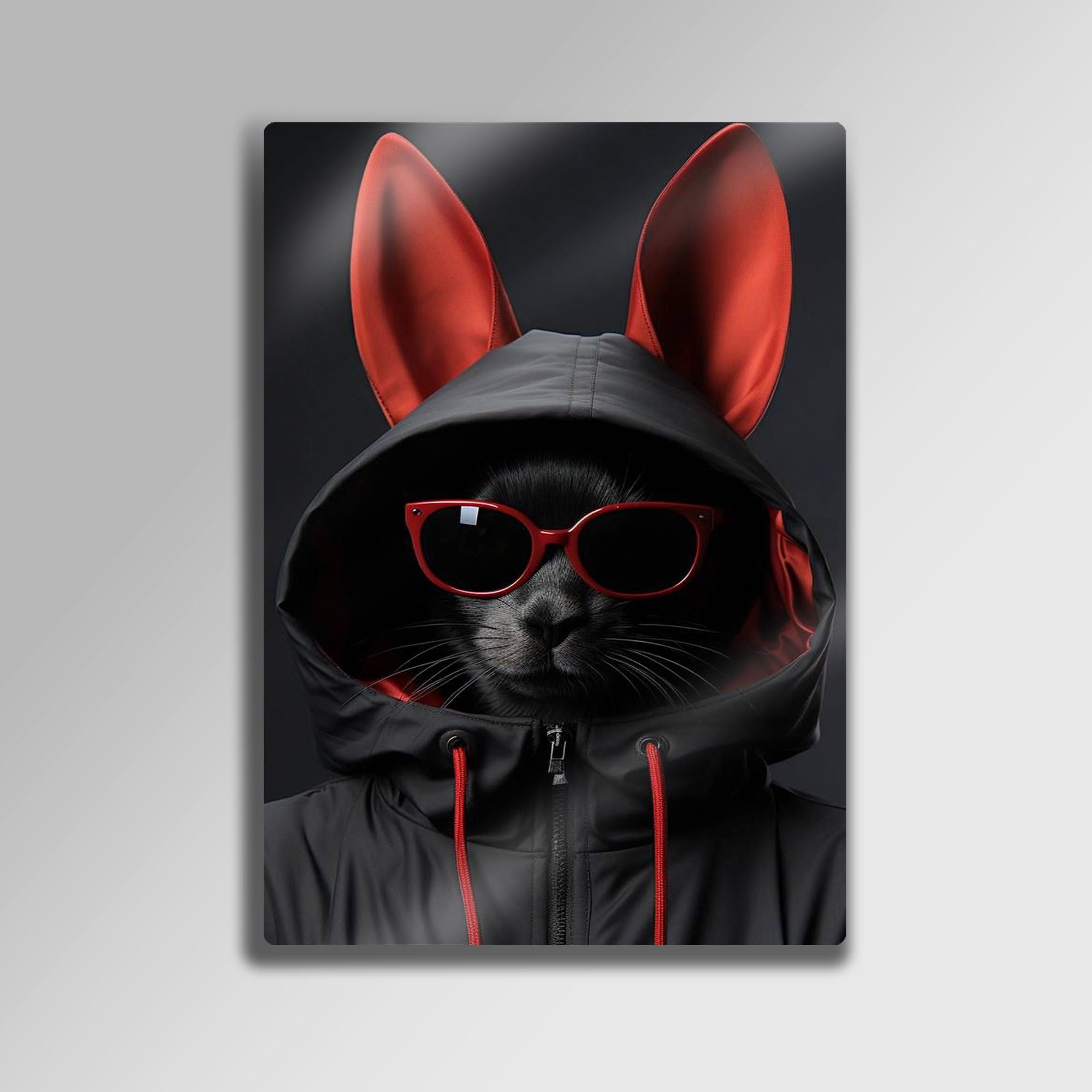Tavşan Kulaklı Kedi - Metal Tablo