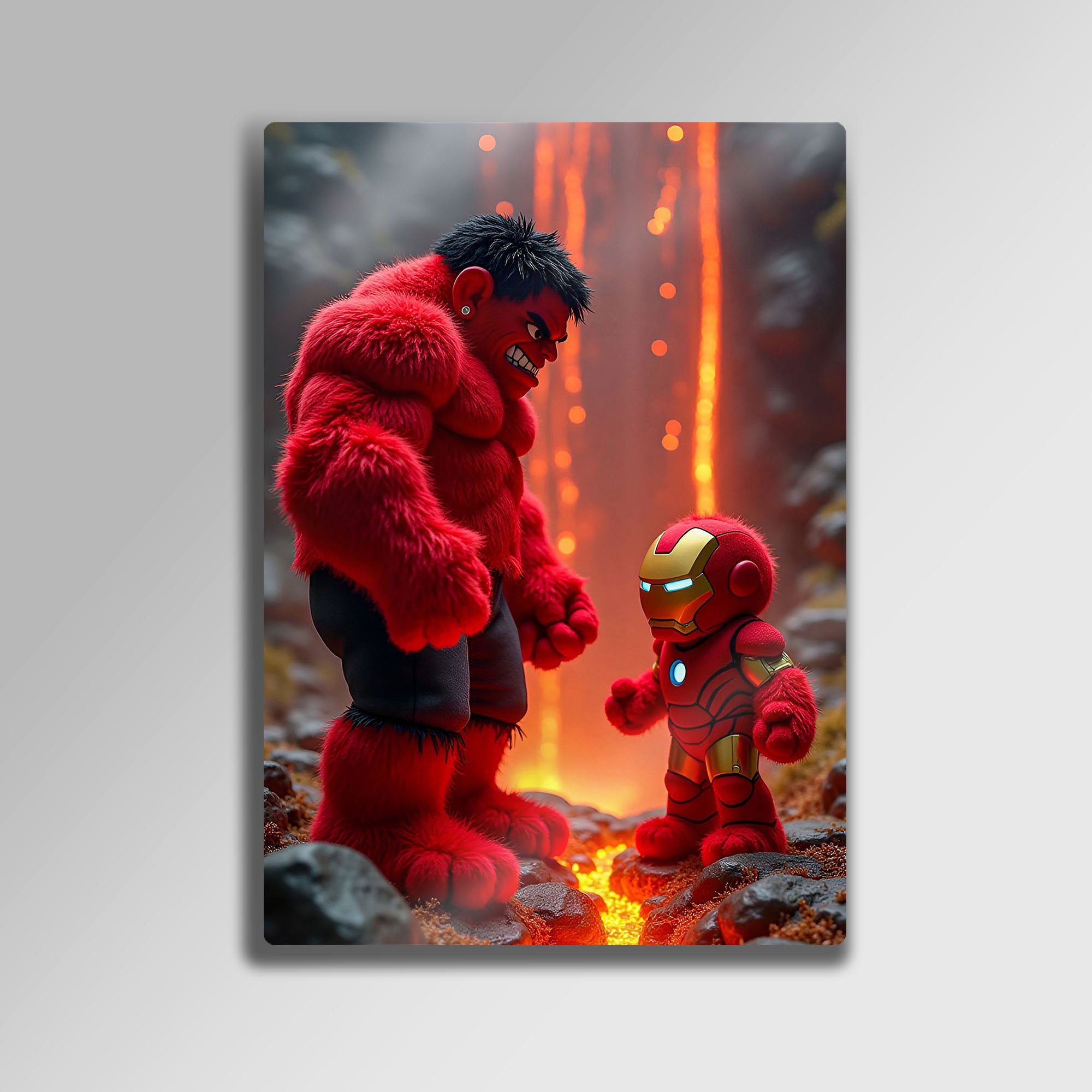 Red Hulk vs Iron Man Marvel Karakterleri - Metal Tablo