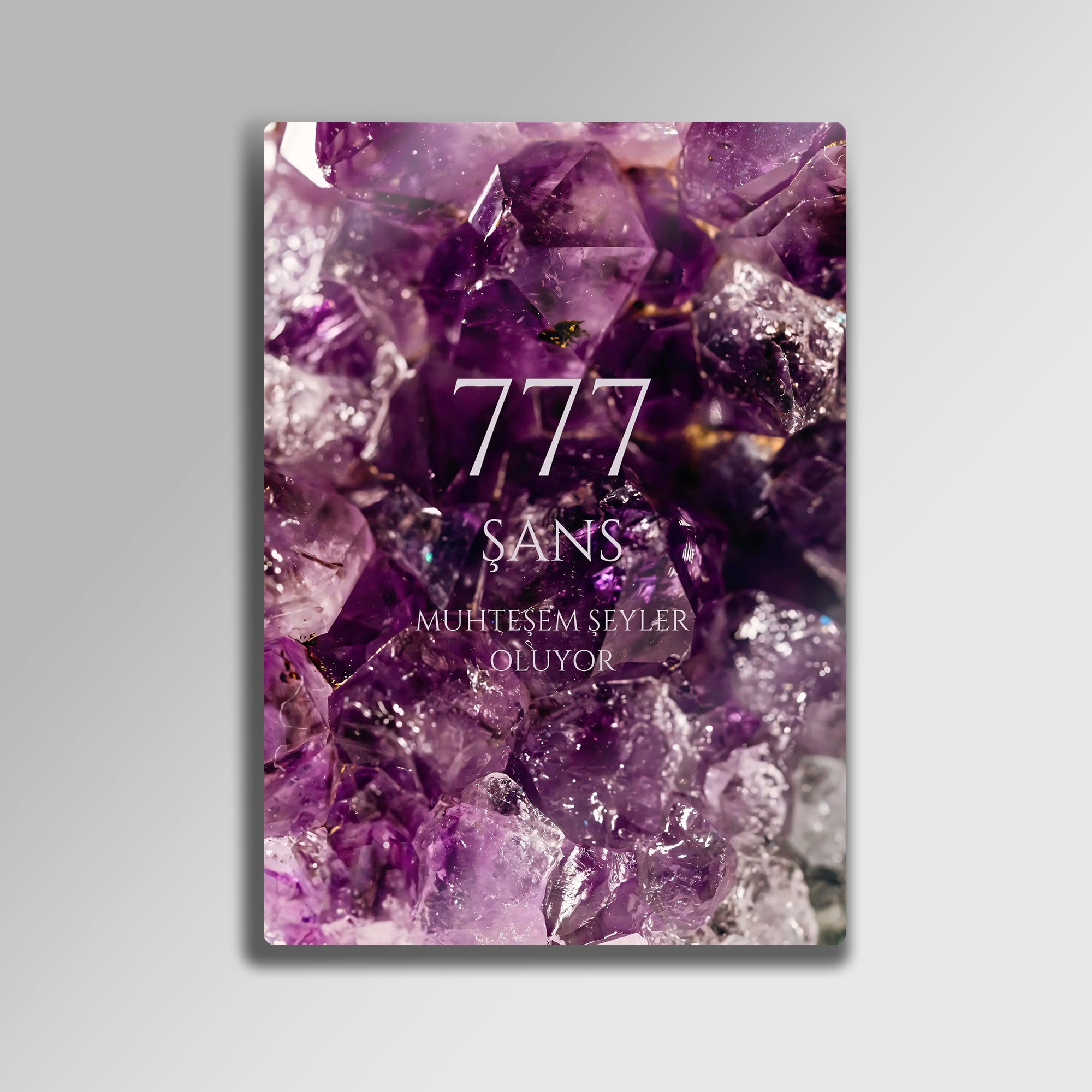 777 Tablosu Mor Kristal Şans ve Enerji Dekor - Metal Tablo