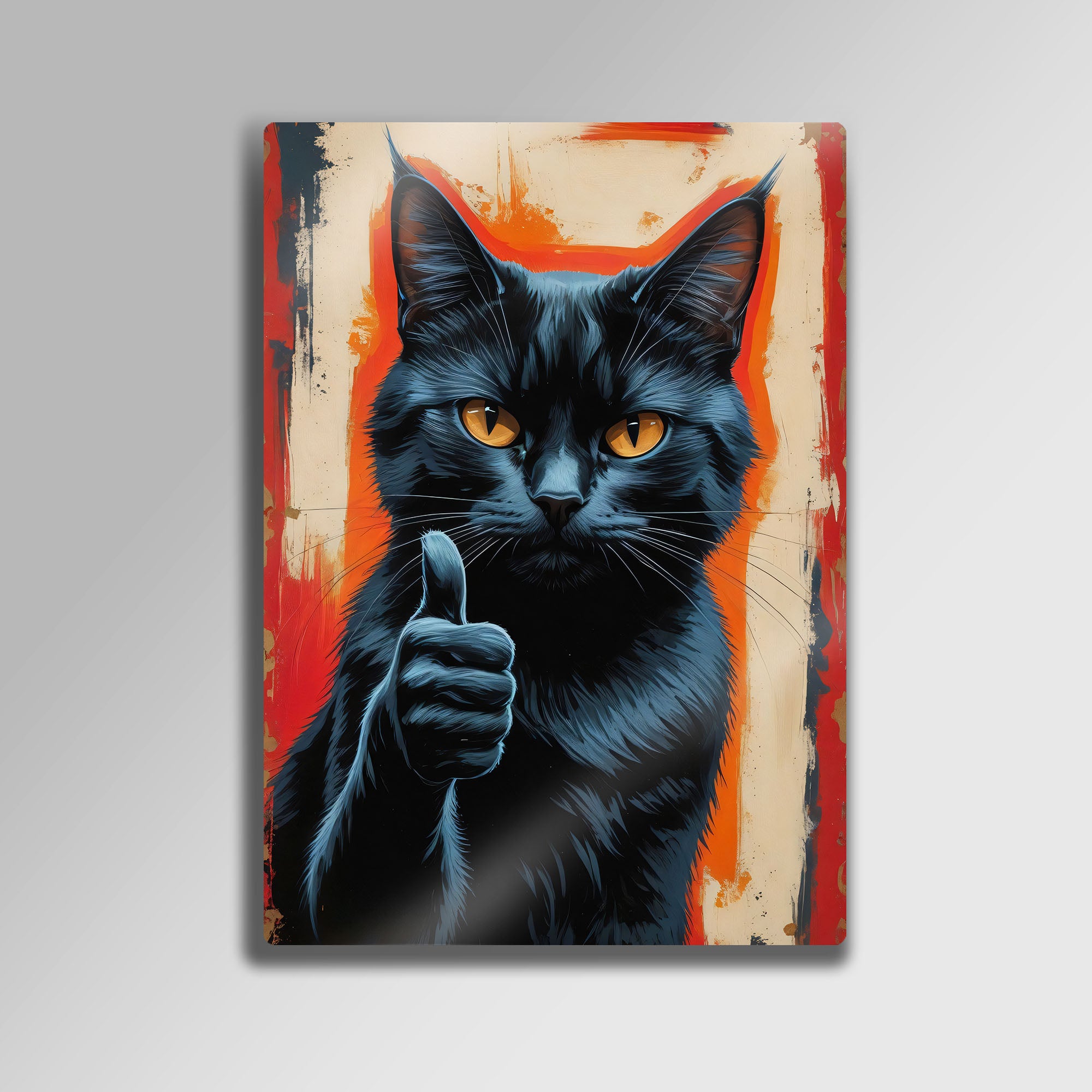 "Her Şey Yolunda" Siyah Kedi - Metal Tablo