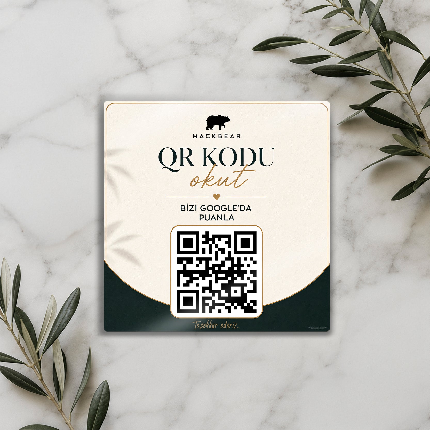 Google Yorum QR Kod Levhası – Kare İşletme Değerlendirme Levhası