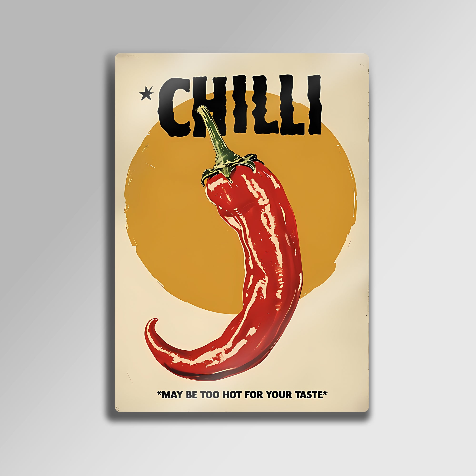 Chilli Tablosu Retro Kırmızı Biber Tasarım - Metal Tablo