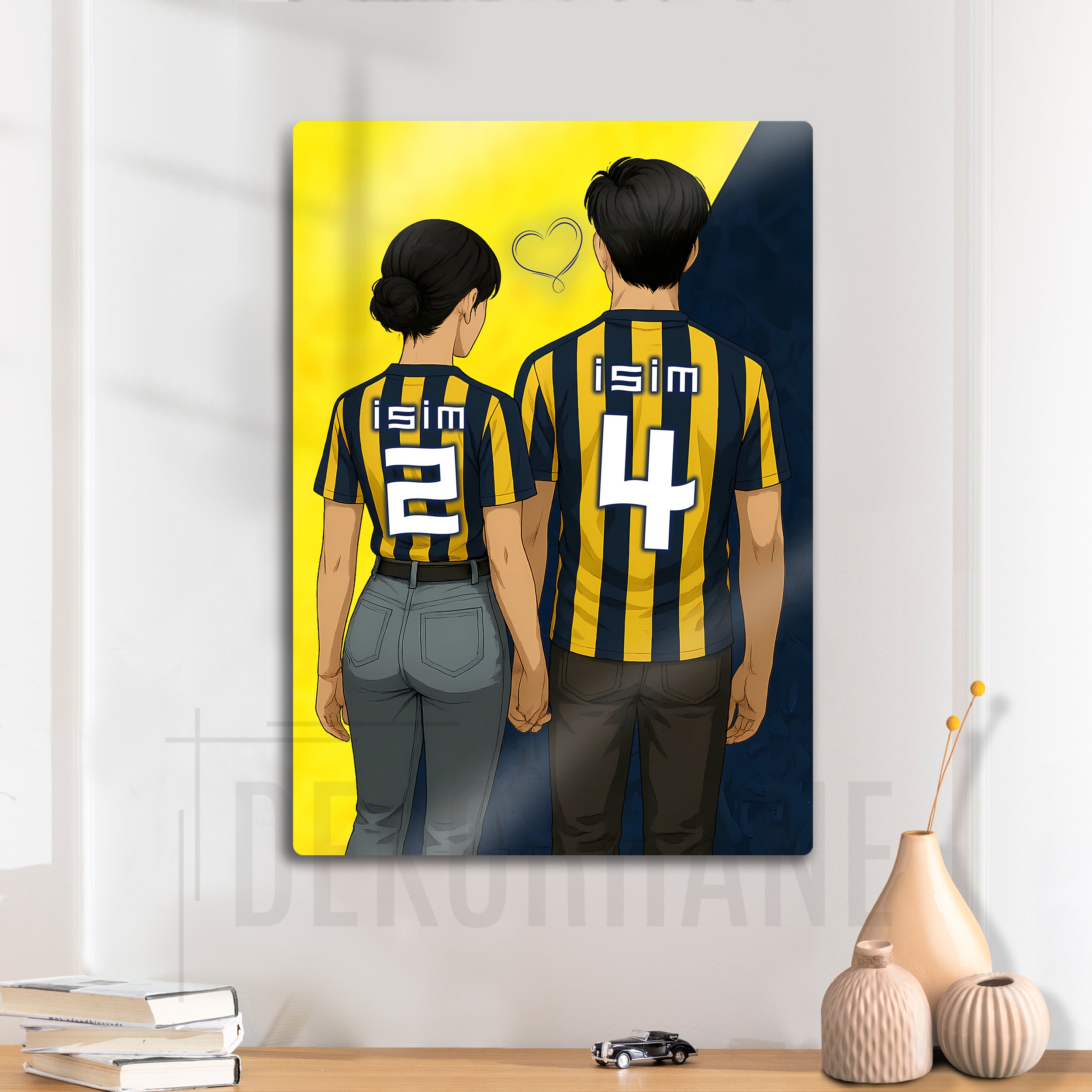 Fenerbahçe Sevgili Erkek Kadın - Kişiselleştirilebilir Metal Tablo