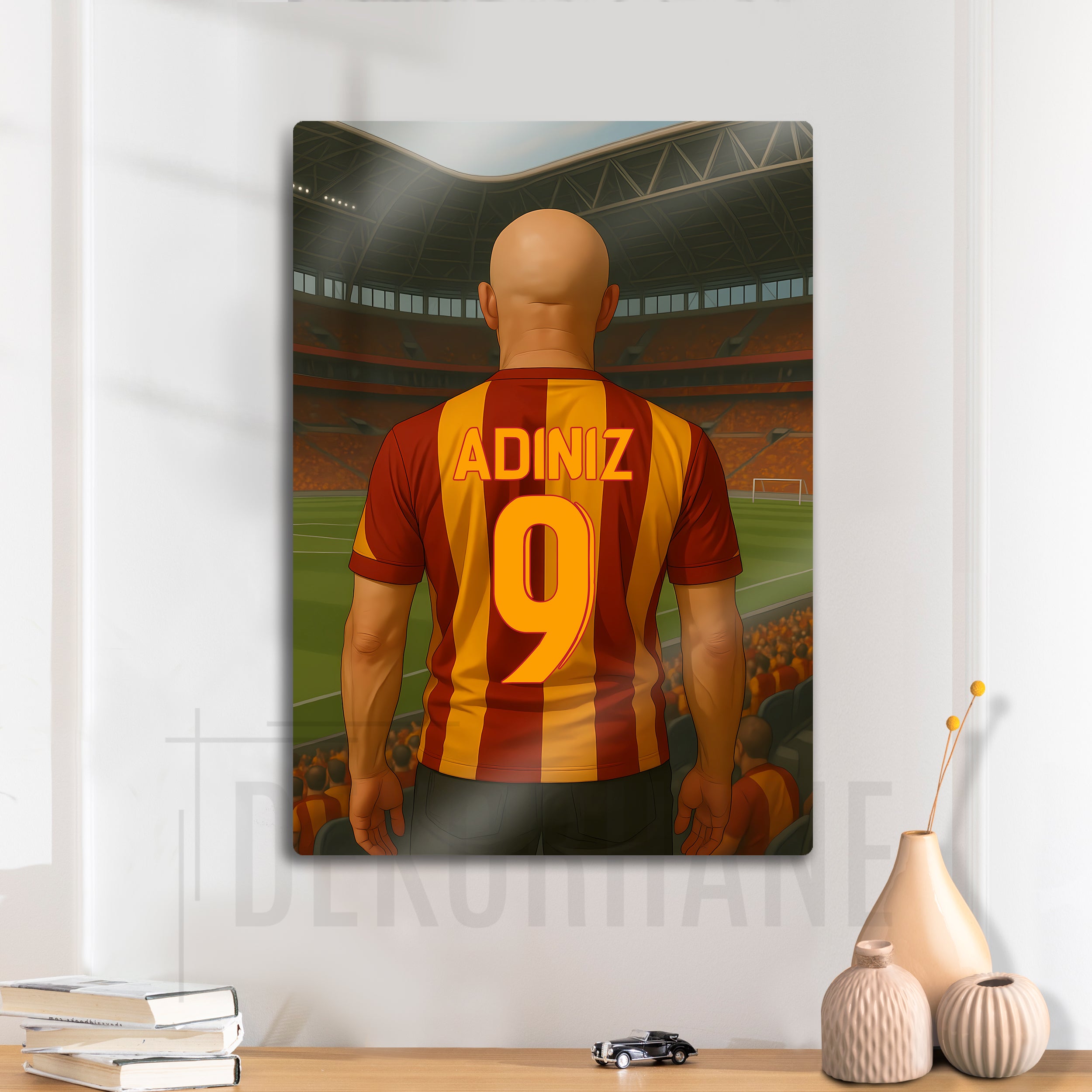 Galatasaray Bireysel Stadyum Temalı Kel - Kişiselleştirilebilir Metal Tablo