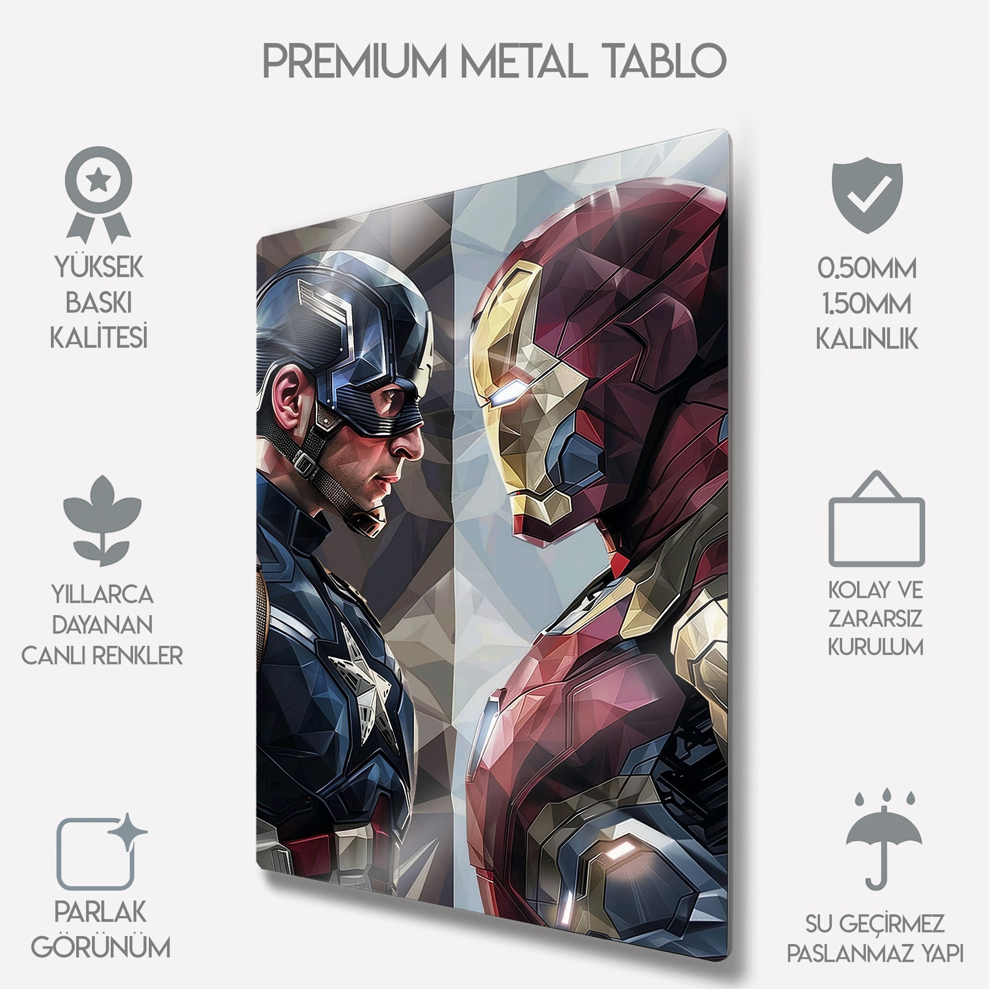 Civil War Captain America vs Iron Man - Metal Tablo