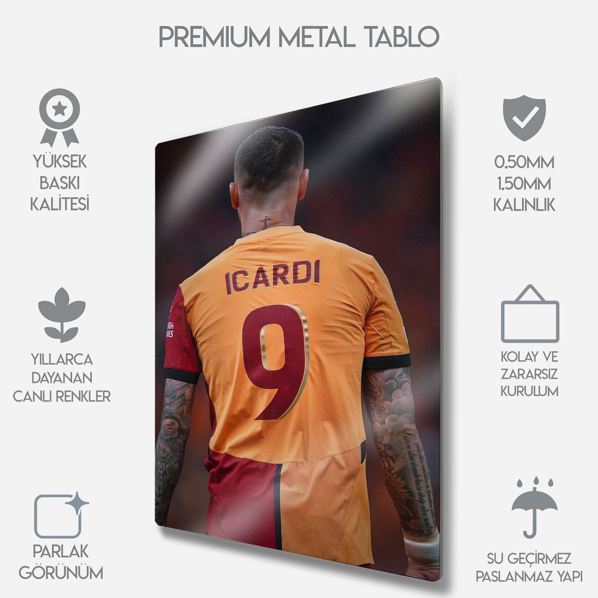 Mauro Icardi 9 Numara - Metal Tablo