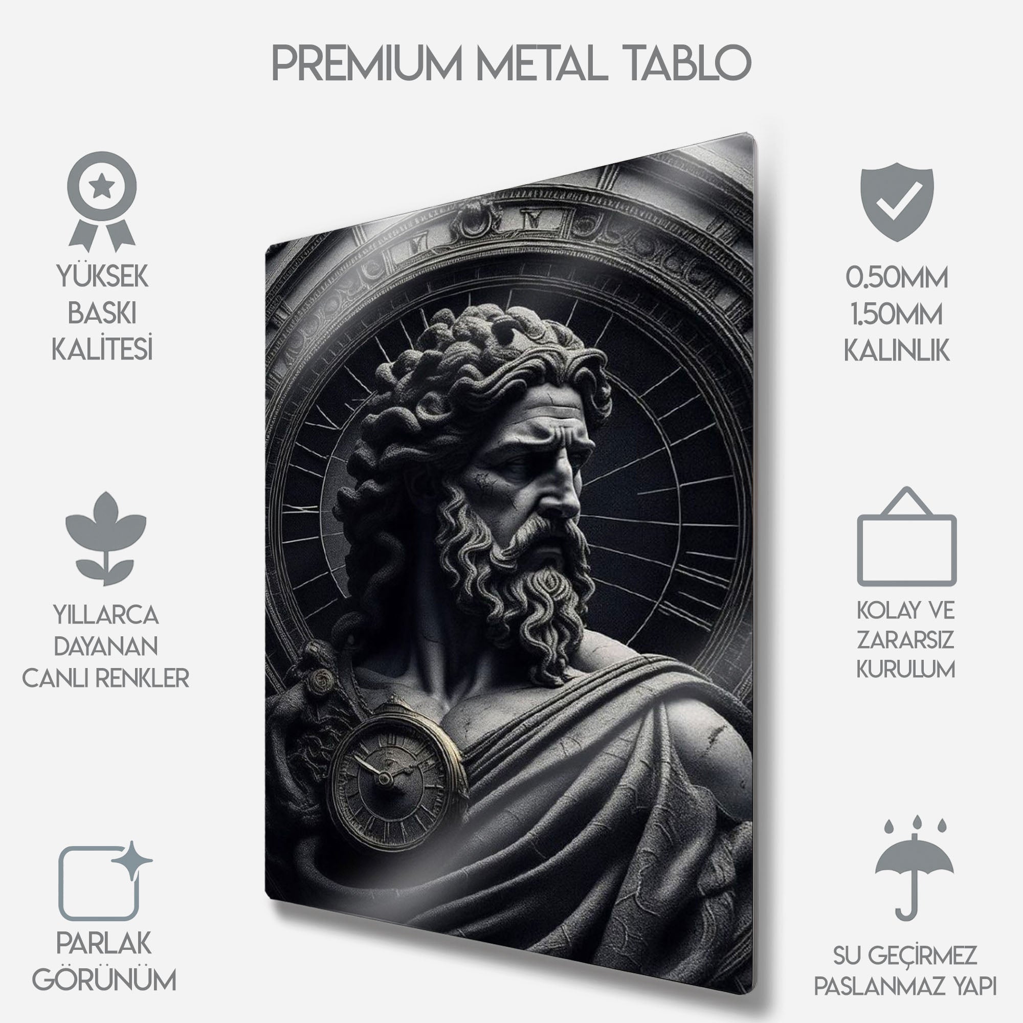 Zaman Tanrısı Kronos Heykeli - Metal Tablo