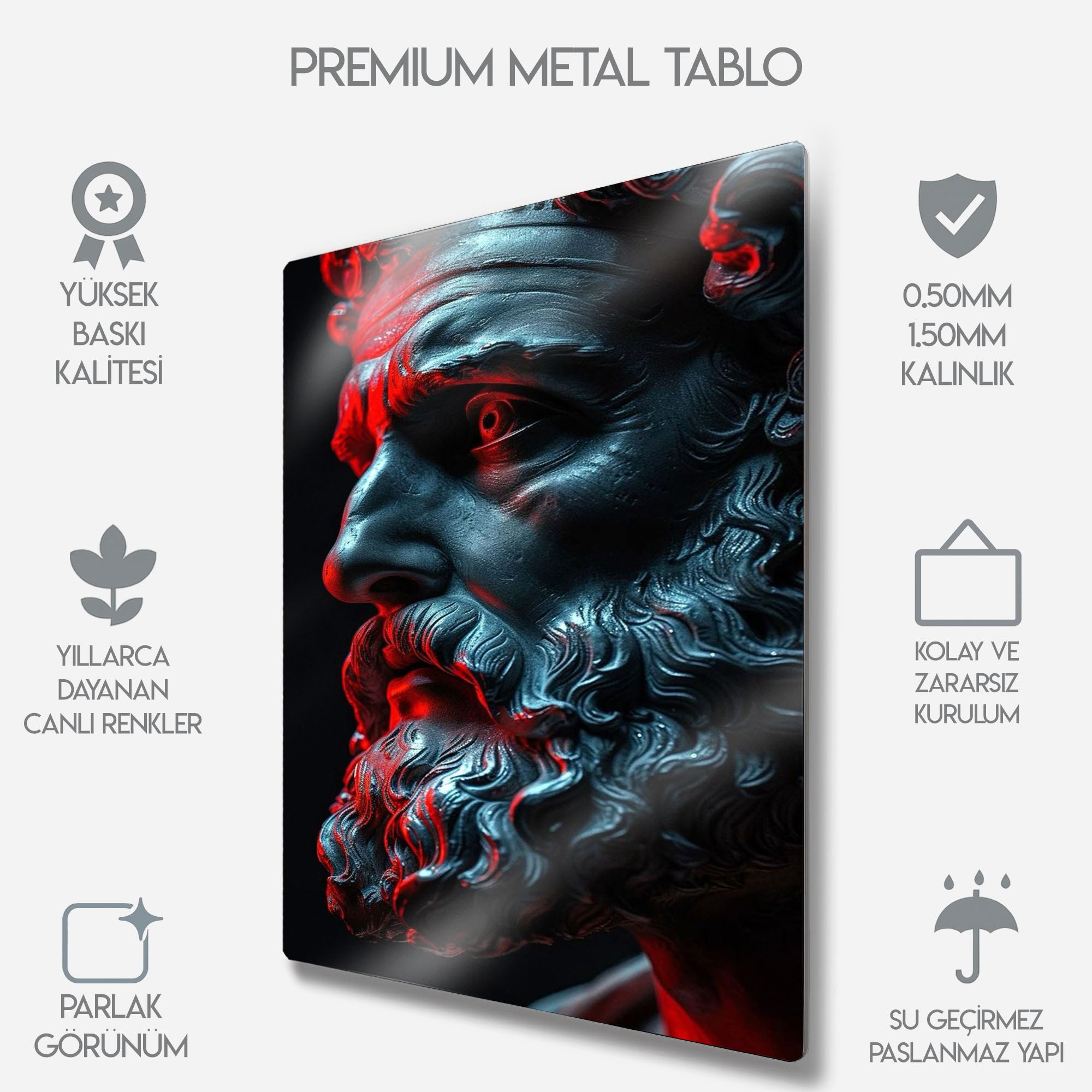 Zeus Heykeli Neon - Metal Tablo