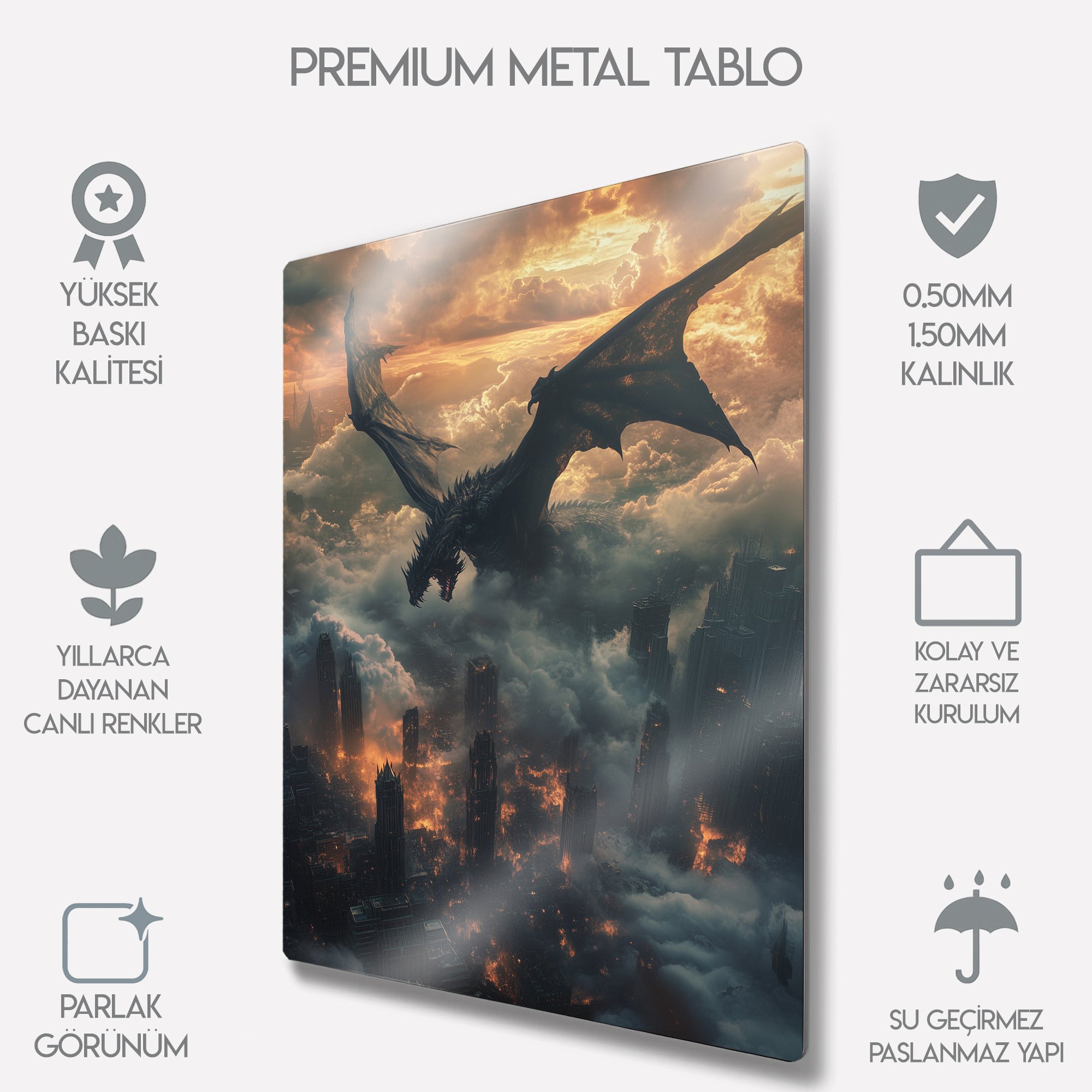 Dragon City Ejderha ve Kıyamet Şehir - Metal Tablo